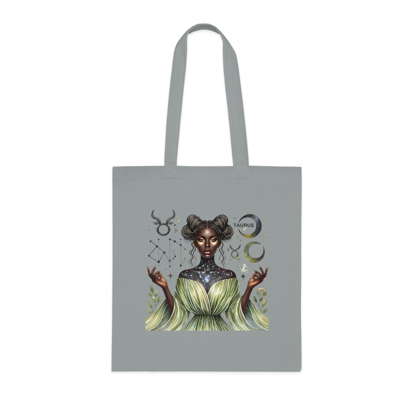 Tote Bag — “Taurus” Zodiac Goddess Cotton Tote | Astrological Earthy Boho Gift