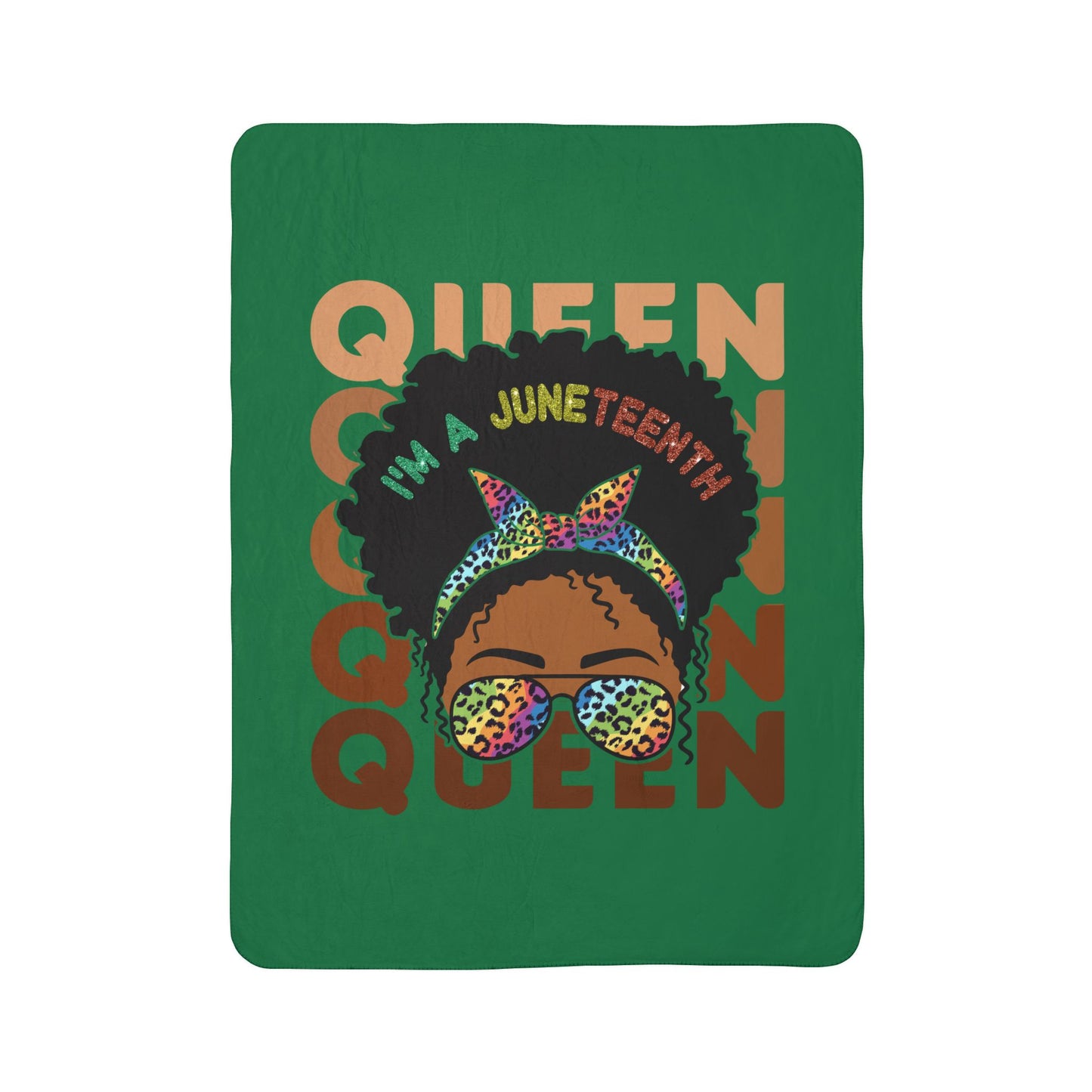 Juneteenth Queen Fleece Sherpa Blanket — "I'm A Juneteenth Queen" Afro Puff Design