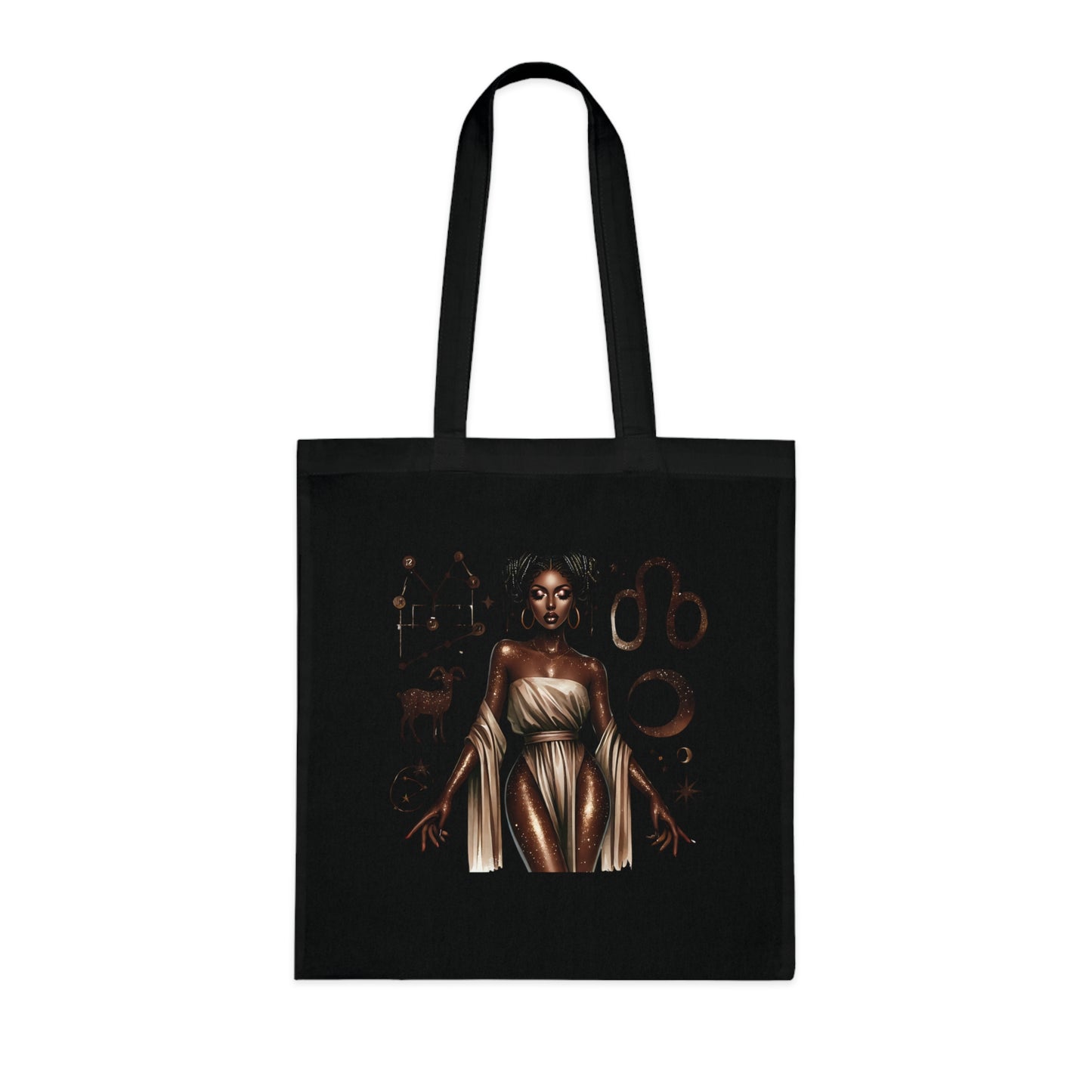 Leo Zodiac Tote Bag — Afrocentric Astrology Cotton Tote (Leo Symbols & 'Leo' Design)
