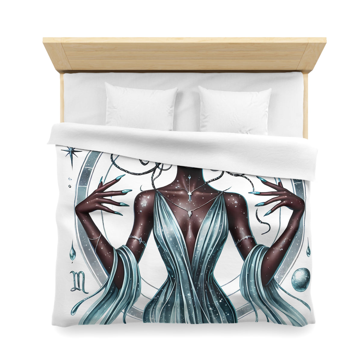 Aquarius Goddess Duvet Cover — Celestial Zodiac Bedding for Astrology Lovers