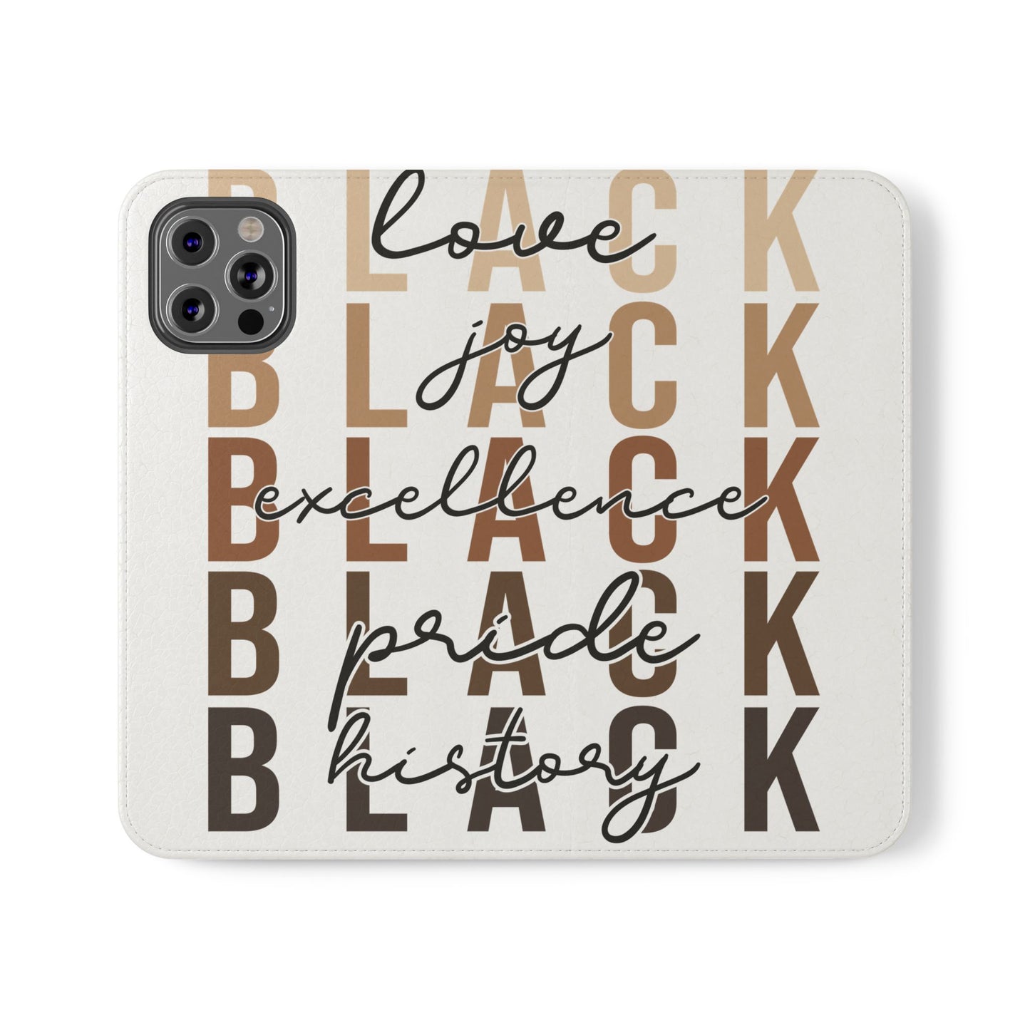 Flip Phone Case — "Black" Typography with Love, Joy, Pride & History