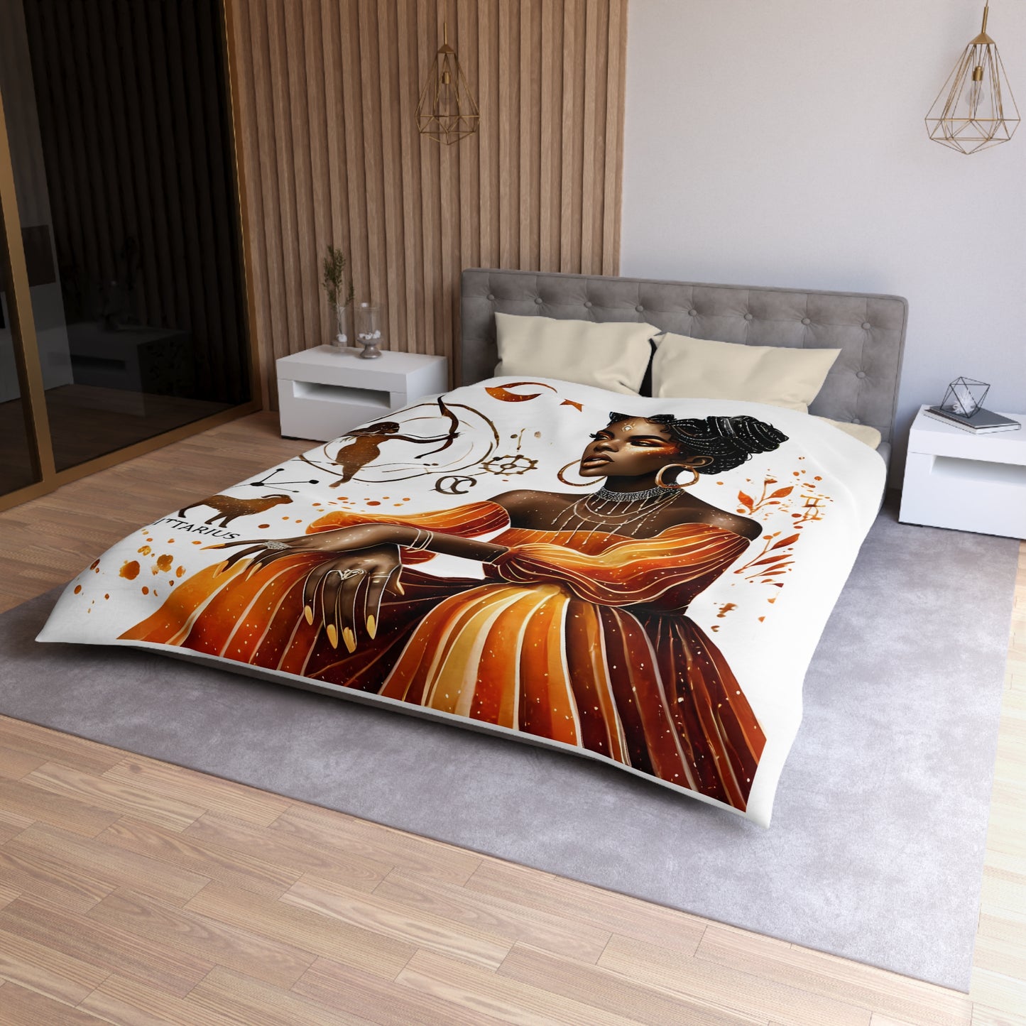 Sagittarius Zodiac Duvet Cover — African Goddess Astrology Bedding