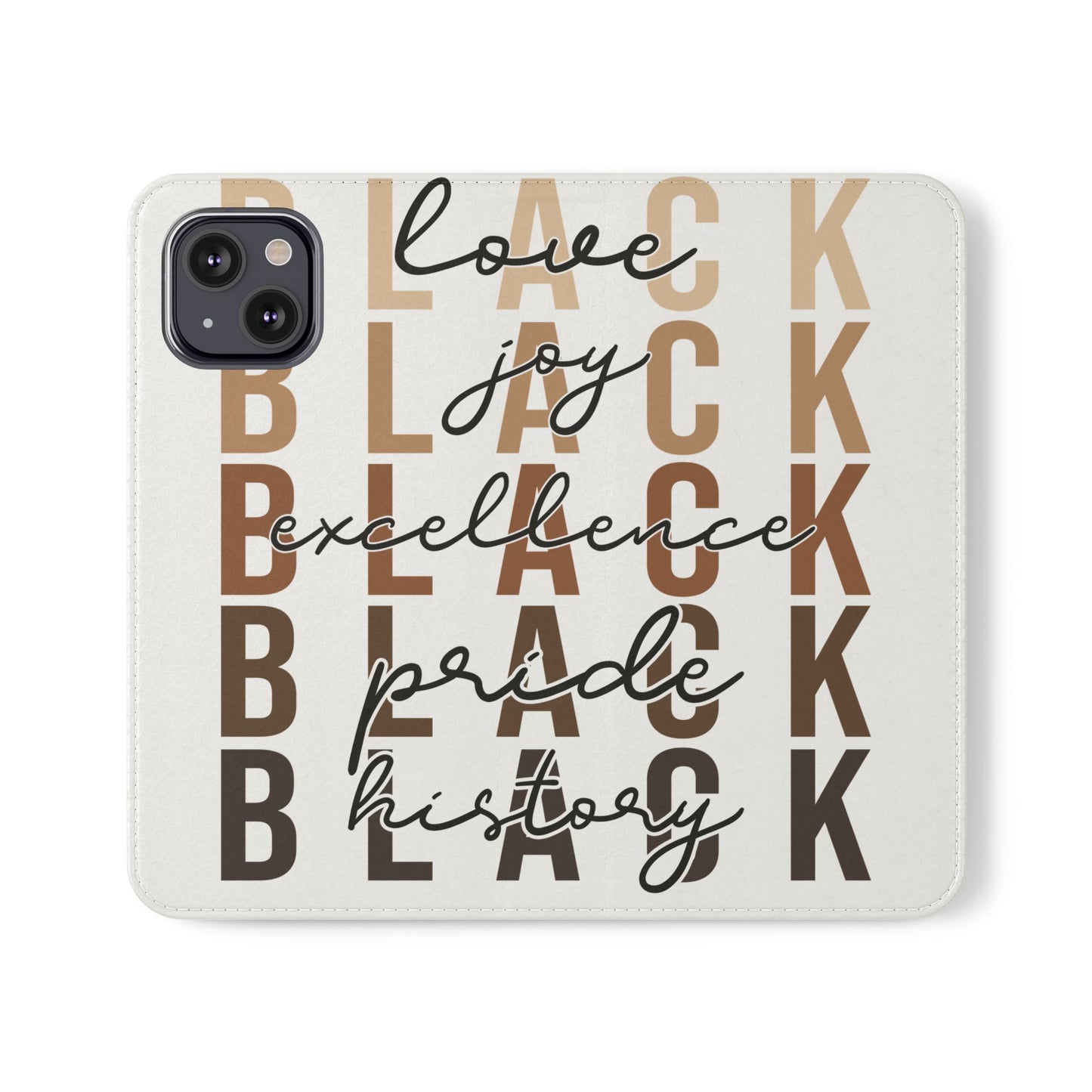 Flip Phone Case — "Black" Typography with Love, Joy, Pride & History