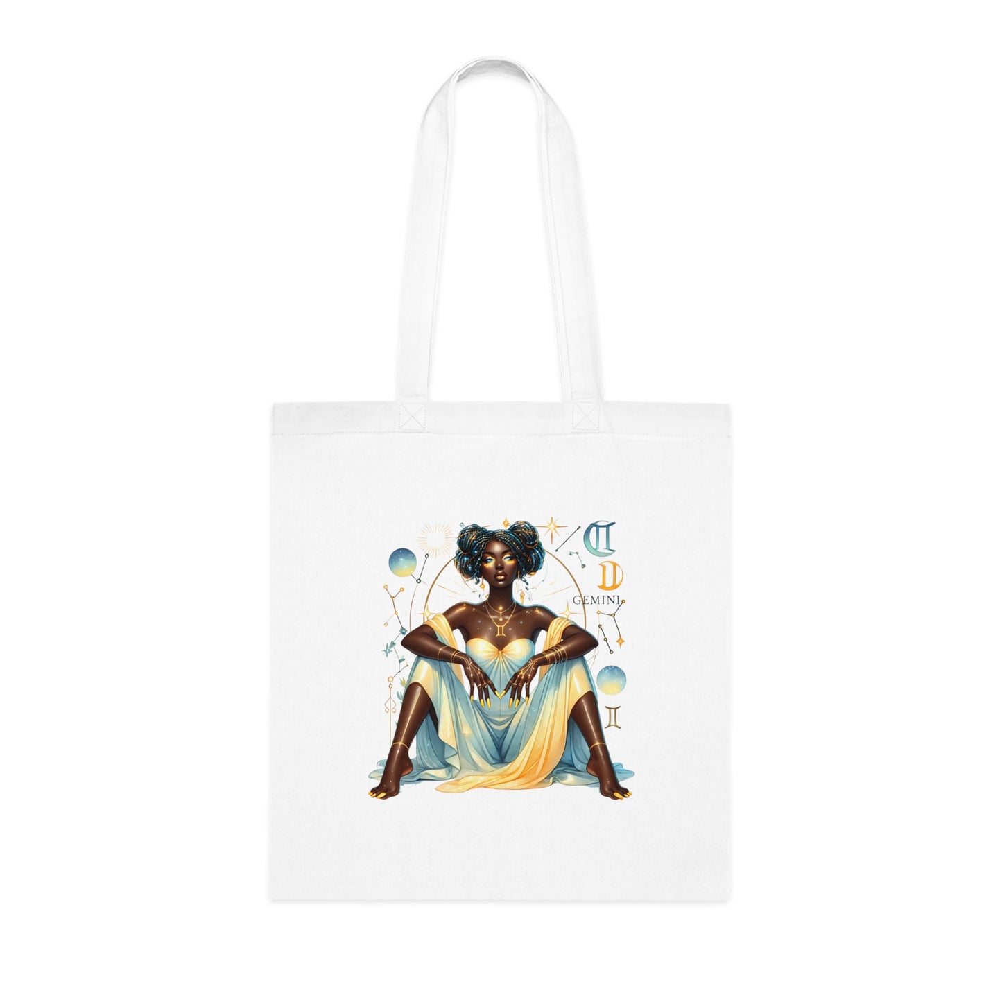 Zodiac Gemini Goddess Cotton Tote Bag — Astrological Art Market Tote