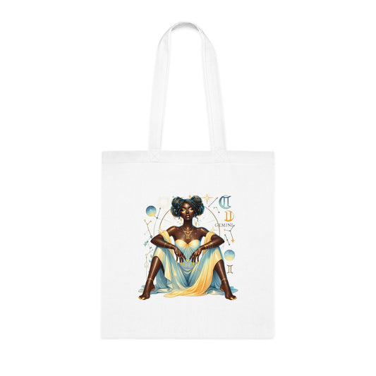 Zodiac Gemini Goddess Cotton Tote Bag — Astrological Art Market Tote