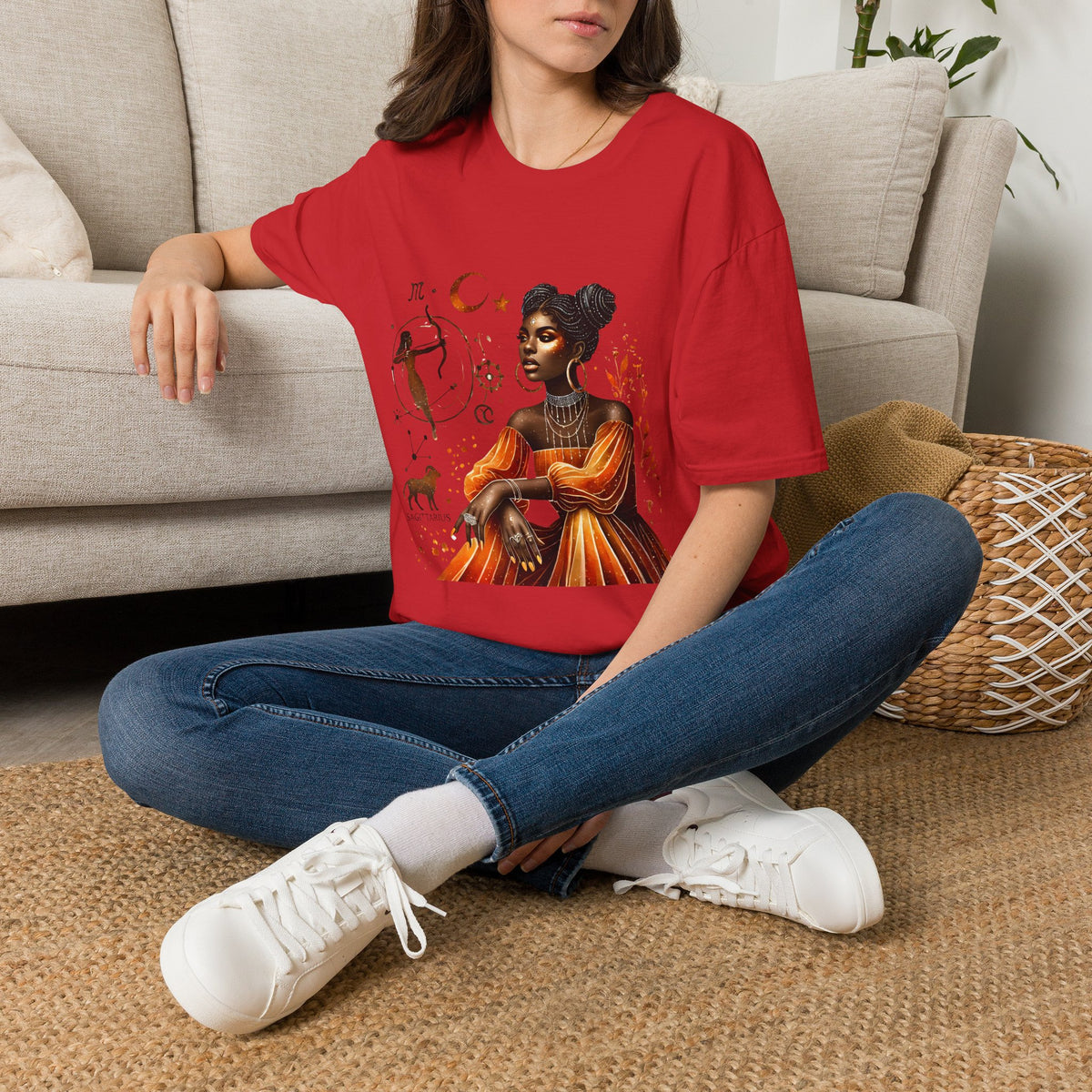 Astrology Queen T-Shirt — Black Woman Zodiac Art Tee