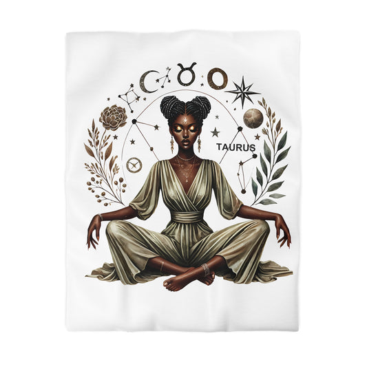 Taurus Zodiac Duvet Cover — Afrocentric Meditation Astrology Bedding