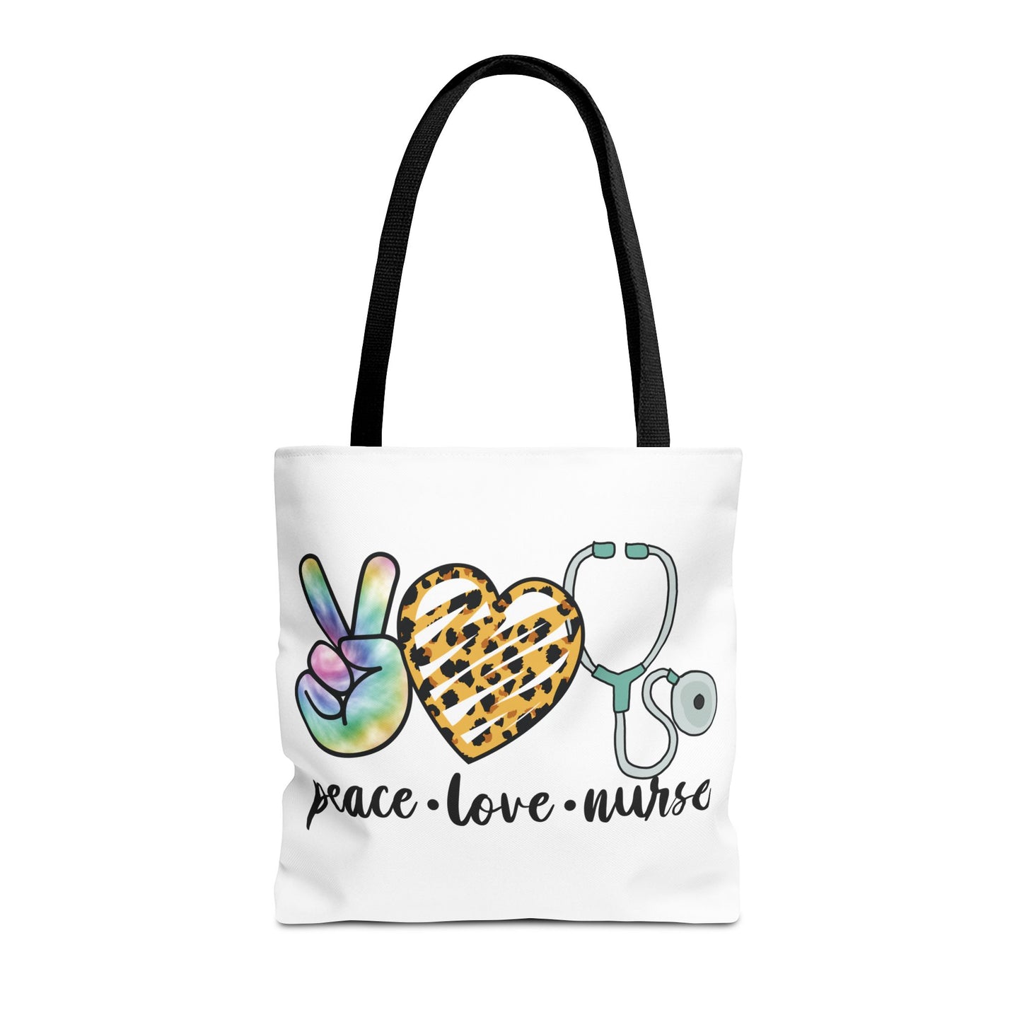 Peace Love Nurse Tote Bag — Cute Nurse Gift with Stethoscope Design