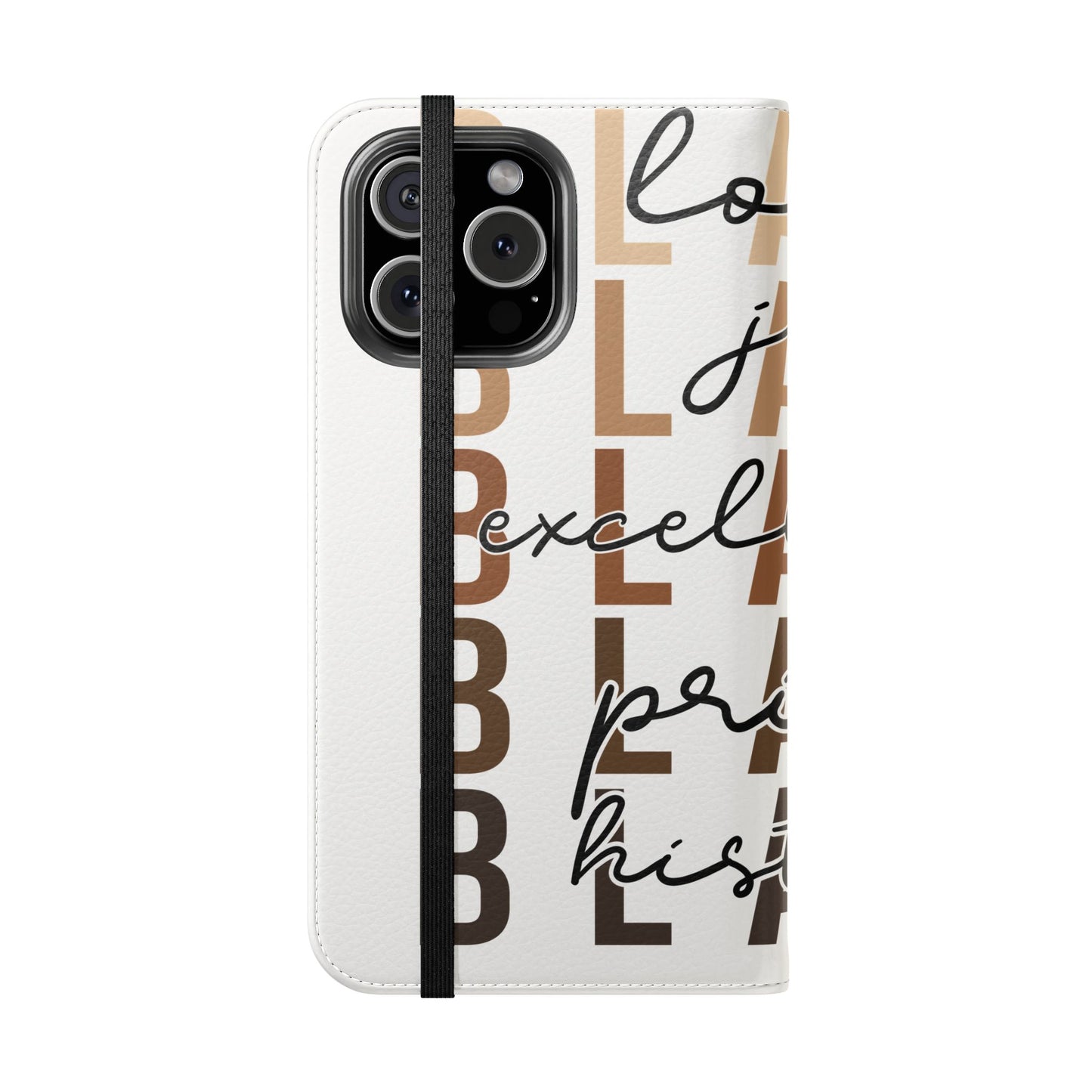 Flip Phone Case — "Black" Typography with Love, Joy, Pride & History