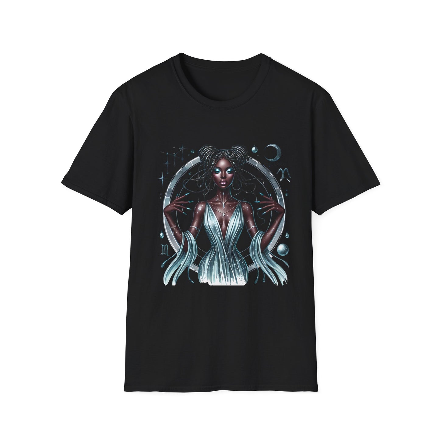 Aquarius Zodiac Tee — Ethereal Black Woman Astrology T-Shirt
