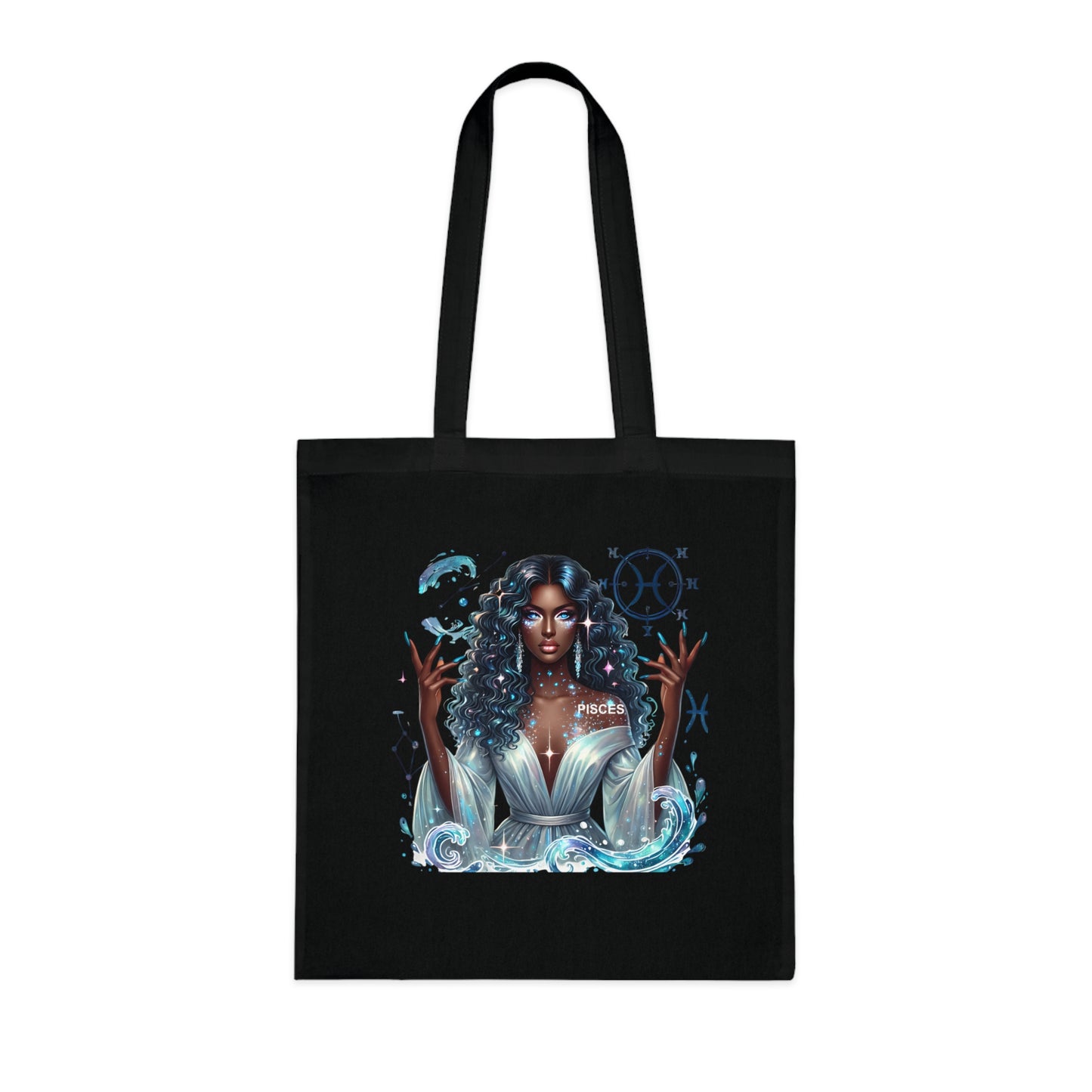 Aquarius Goddess Tote Bag — Astrology Zodiac Cotton Tote with ‘Aquarius’ Water Spirit Design