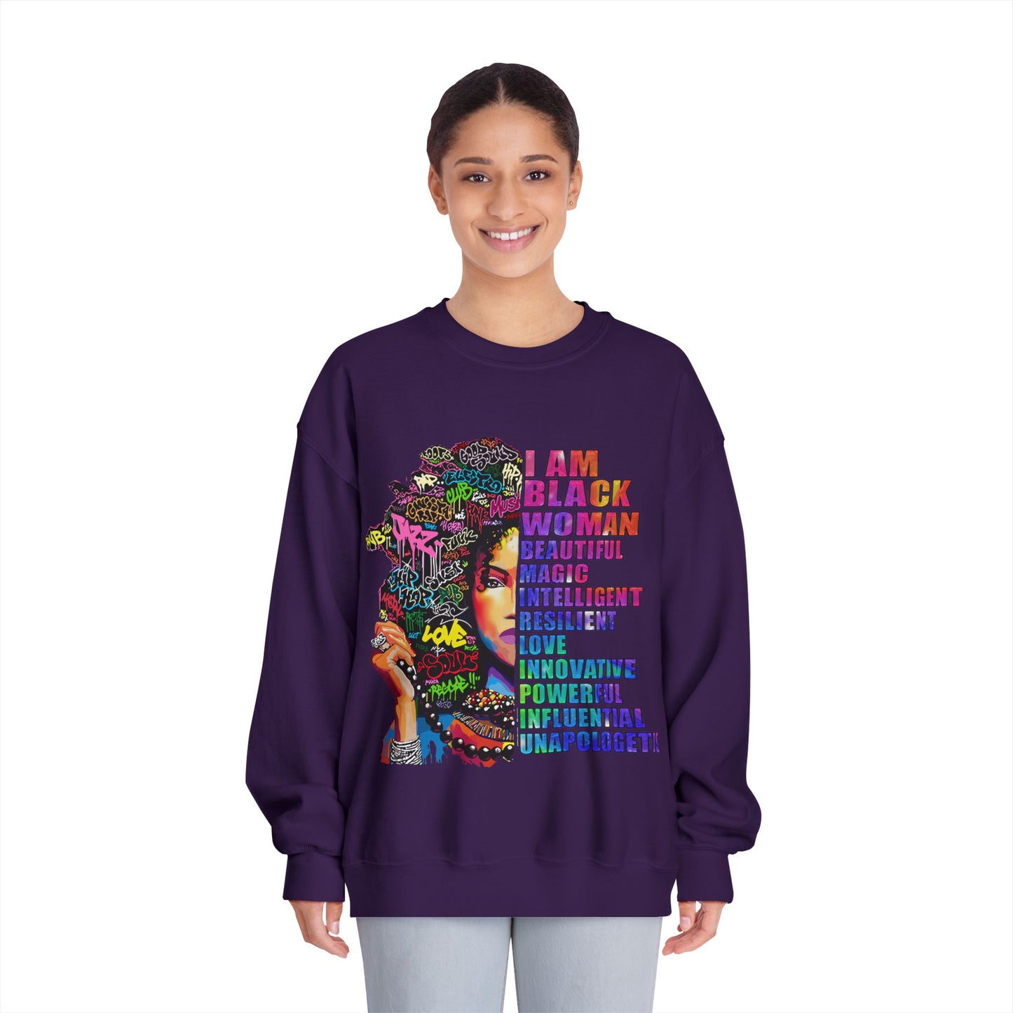 Black Woman Affirmation Sweatshirt — "I Am Black Woman" Empowerment Crewneck