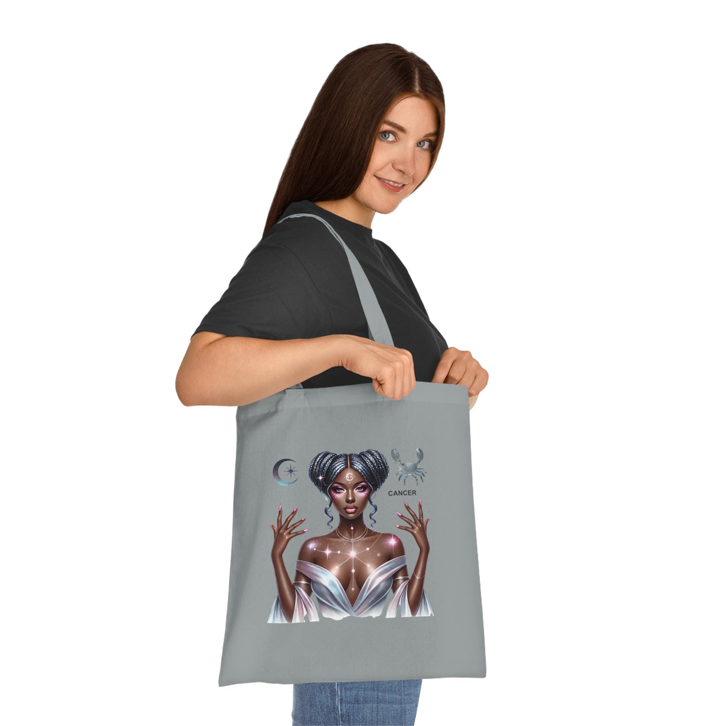 Cancer Zodiac Tote Bag — Mystic Moon Goddess Astrology Cotton Tote