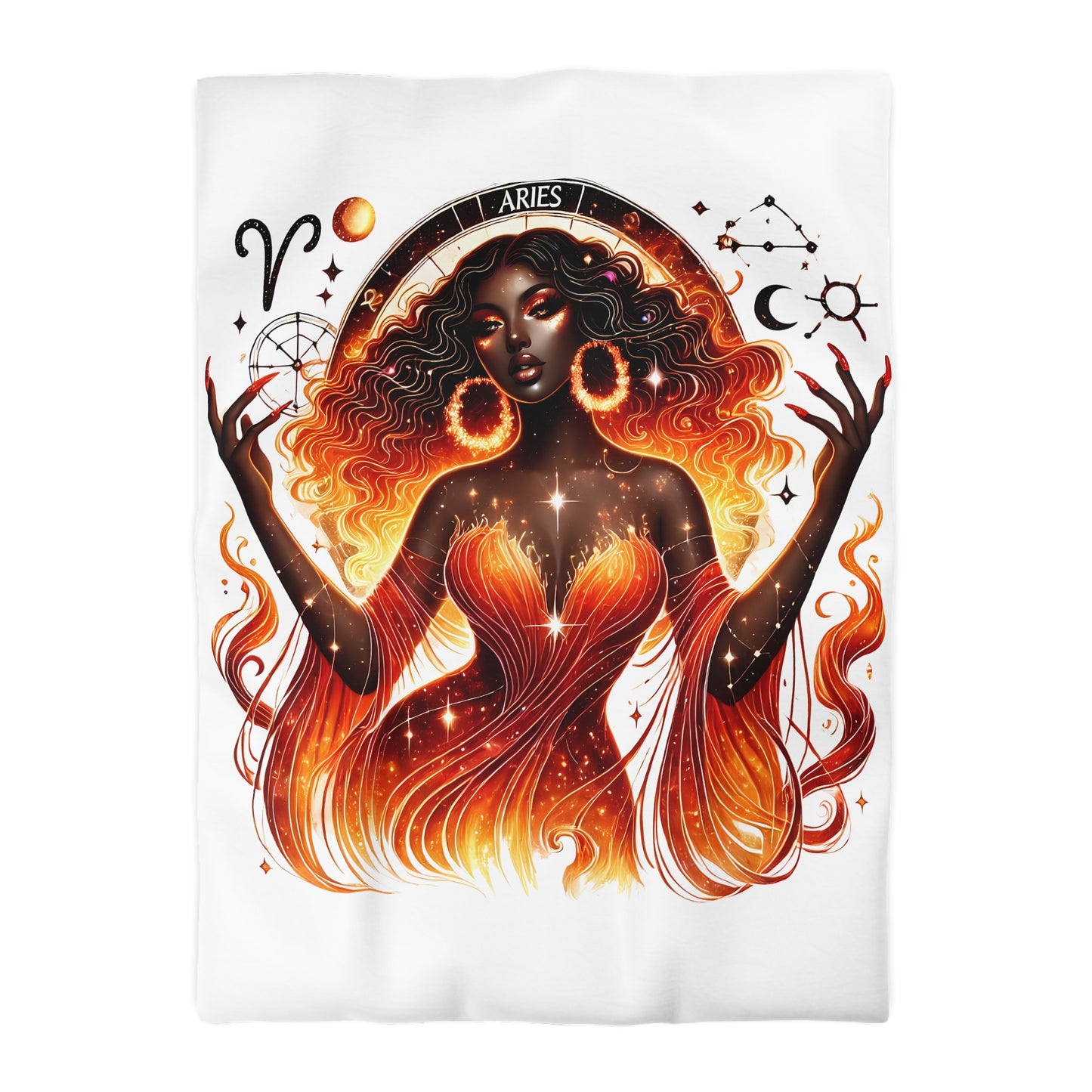 Aries Fire Goddess Duvet Cover — Zodiac Astrology Bedding