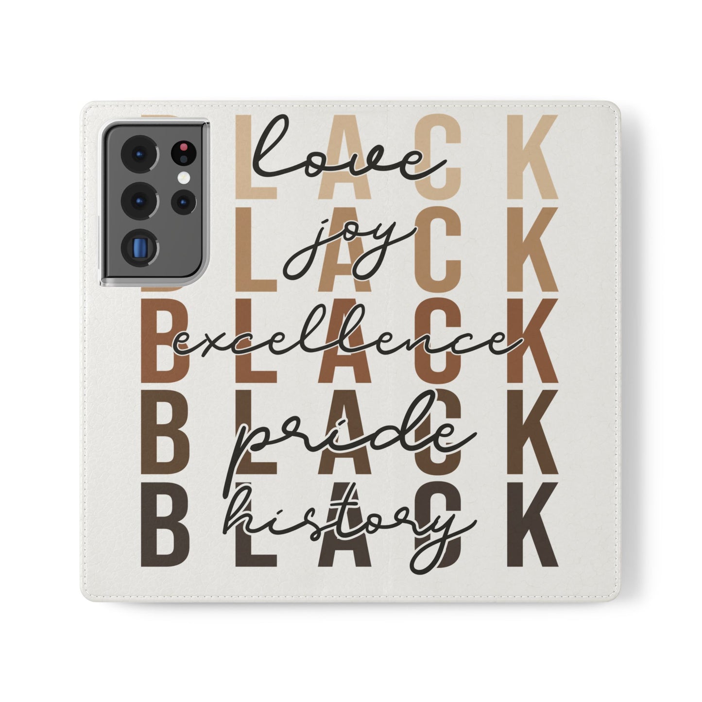 Flip Phone Case — "Black" Typography with Love, Joy, Pride & History