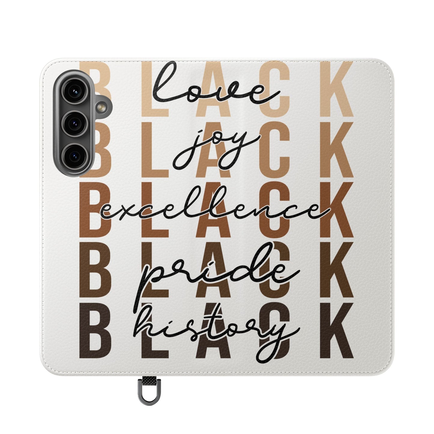 Flip Phone Case — "Black" Typography with Love, Joy, Pride & History