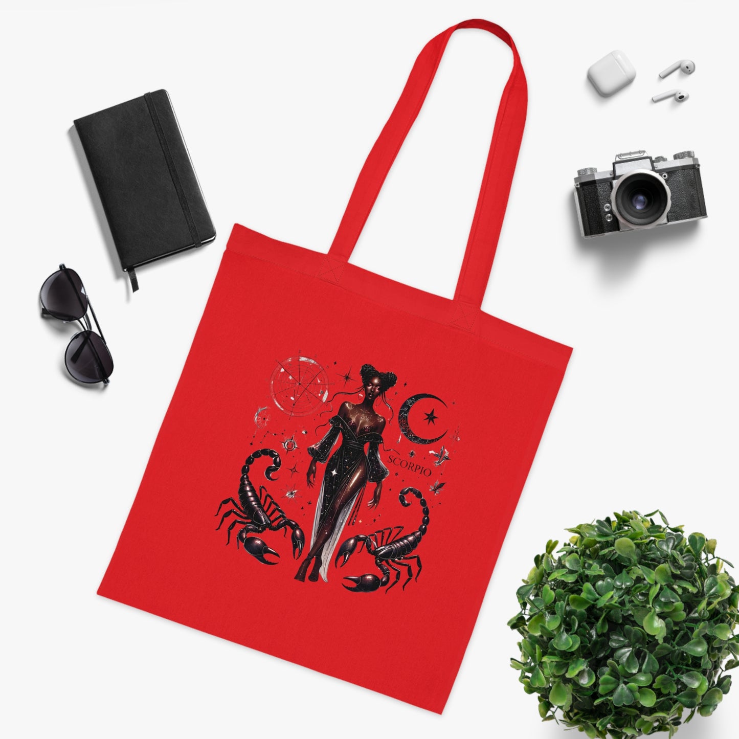 Scorpio Zodiac Cotton Tote — Mystical Scorpio Woman Astrological Design