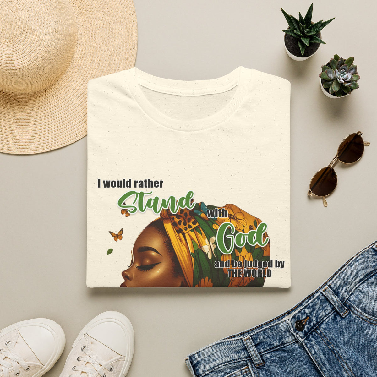 Faithful Woman T-Shirt - "I Would Rather Stand With God" Inspirational Christian Tee