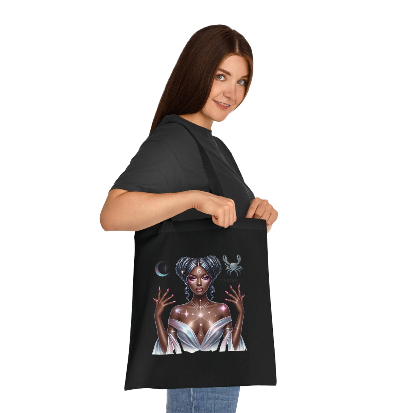 Cancer Zodiac Tote Bag — Mystic Moon Goddess Astrology Cotton Tote