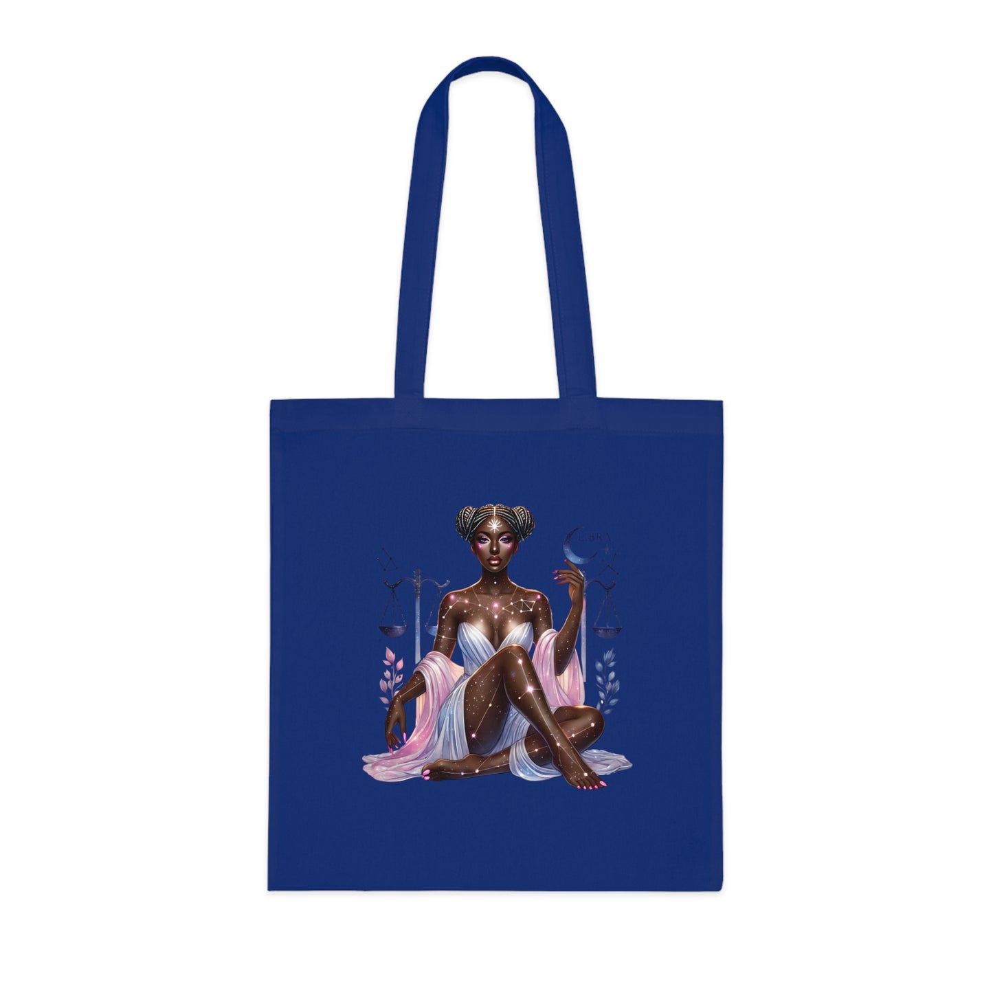 Libra Zodiac Tote Bag — Cosmic Black Woman Illustration, Astrology Gift