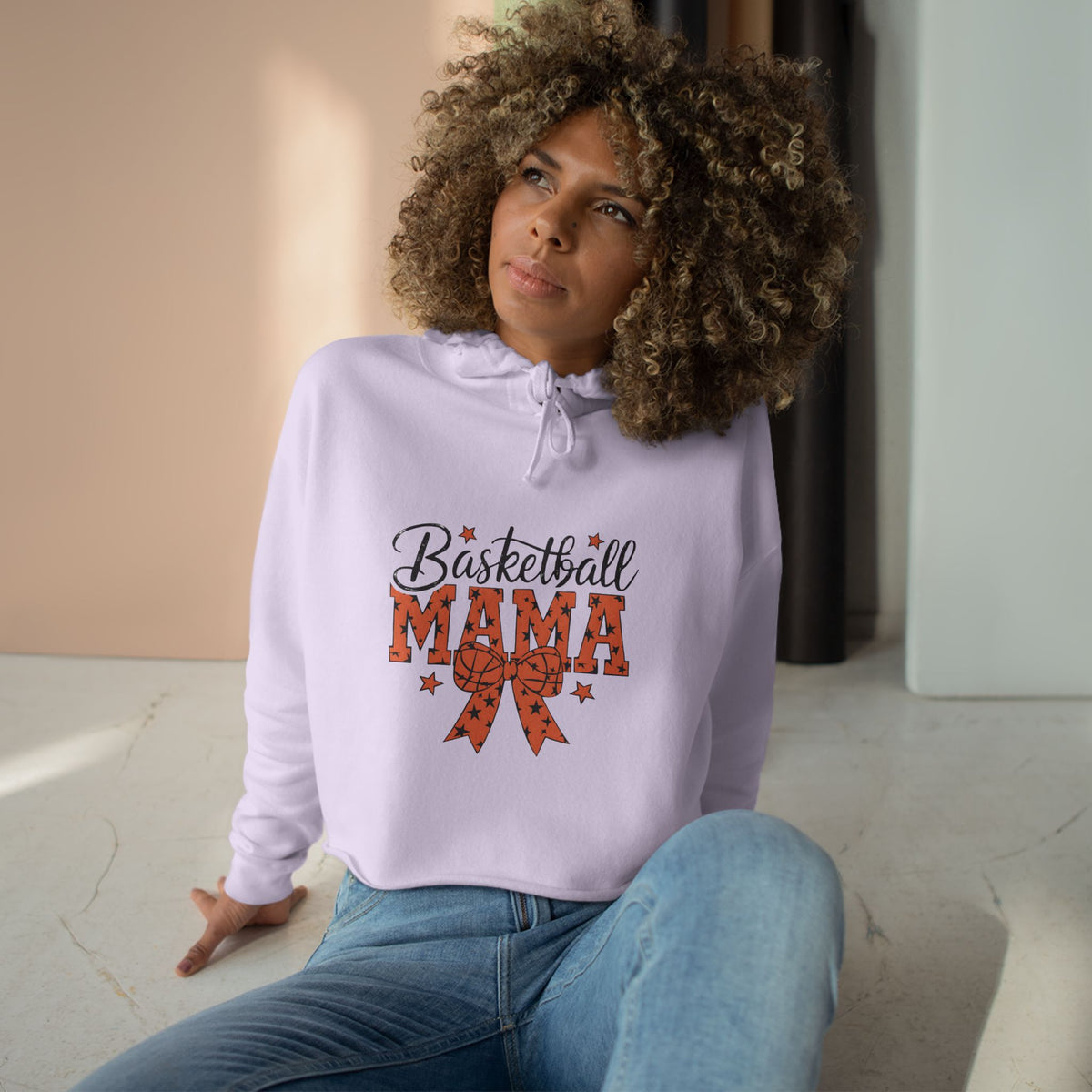Basketball Mama Cropped Hoodie — Cute Sports Mom Sweatshirt