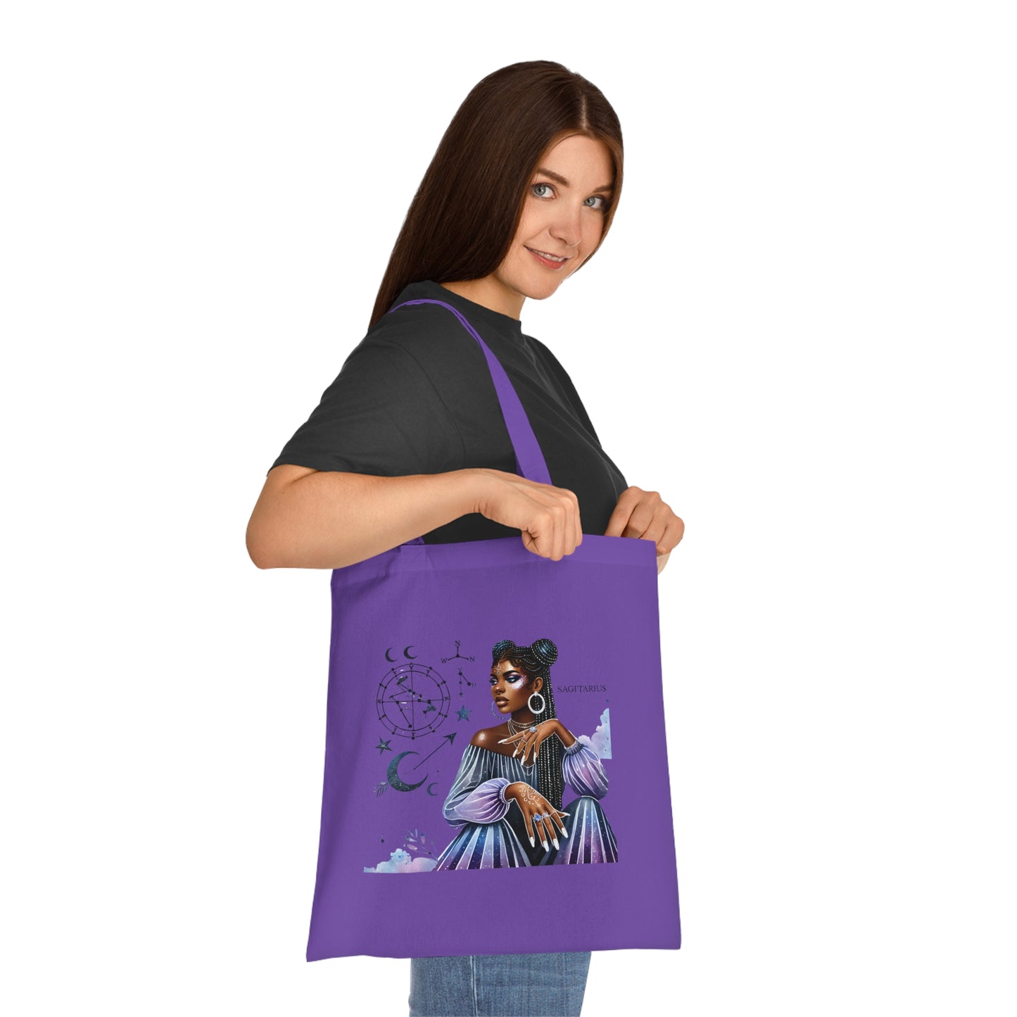 Astrology Muse Cotton Tote — Nightfall Zodiac Portrait Tote Bag