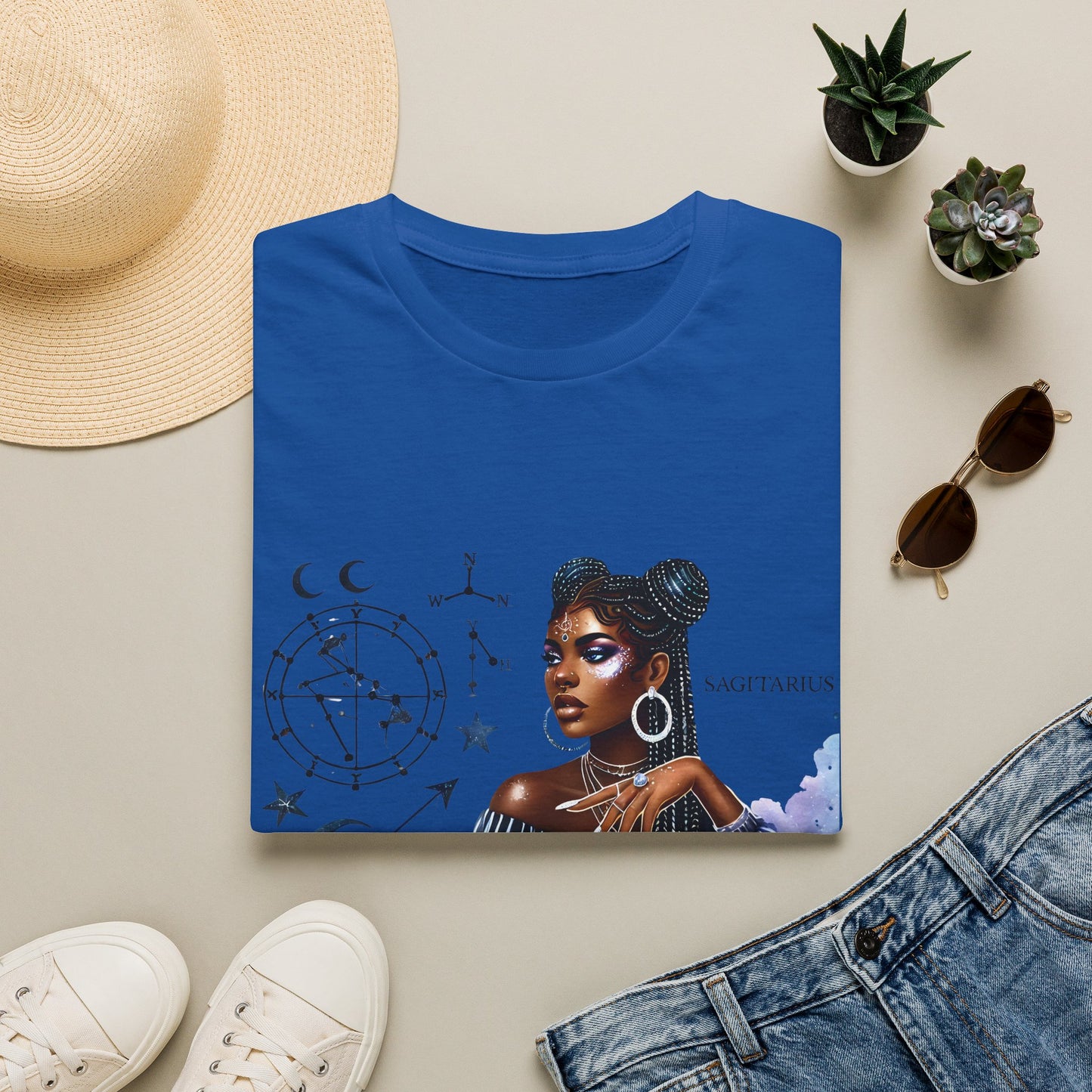 Sagittarius Zodiac T-Shirt — Afro Woman Constellation Astrology Tee