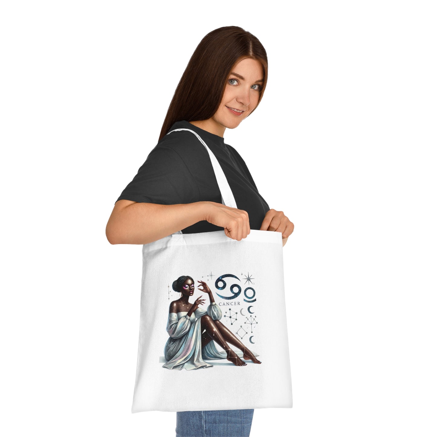 Cancer Zodiac Tote Bag — Elegant Zodiac Sign Artwork Cotton Tote