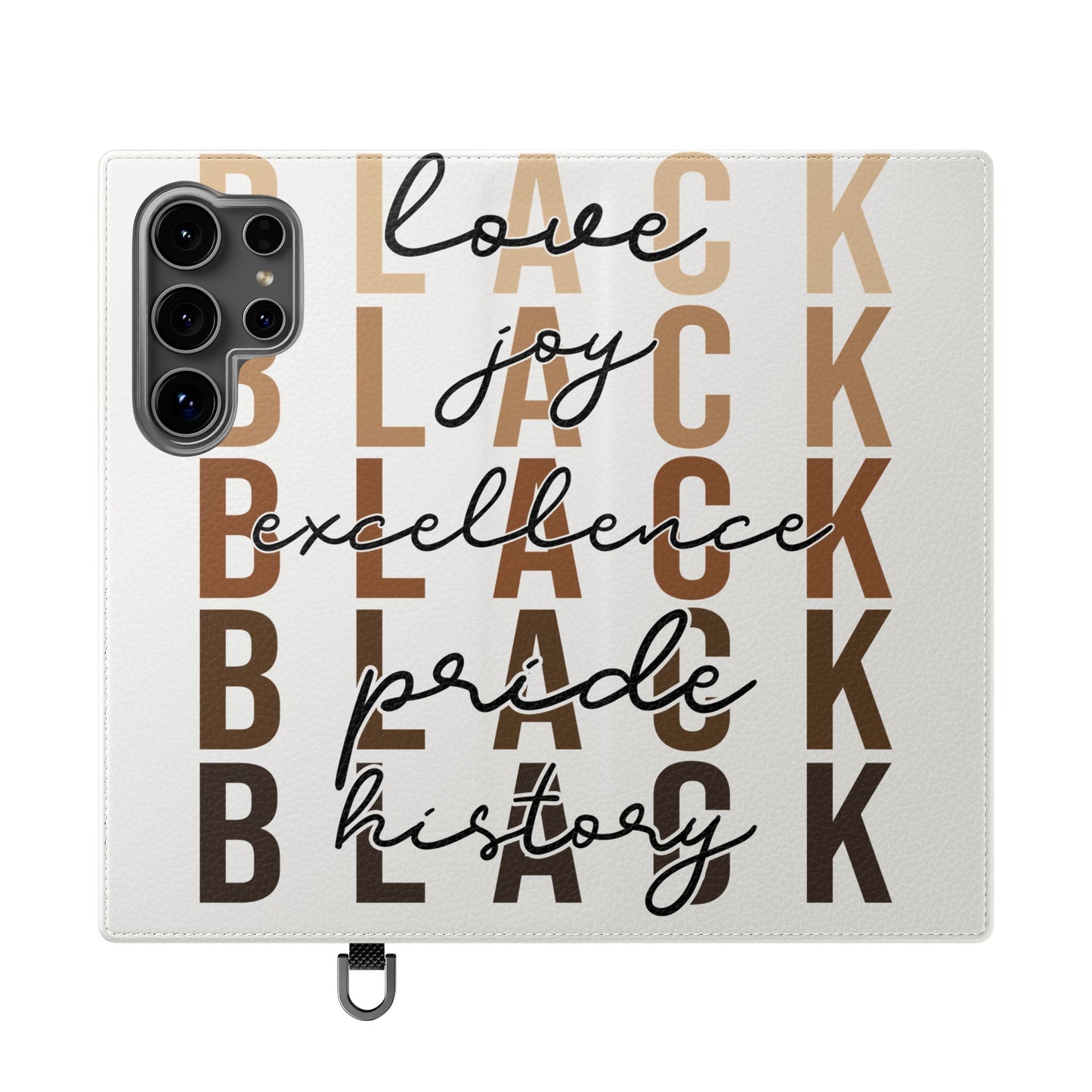 Flip Phone Case — "Black" Typography with Love, Joy, Pride & History