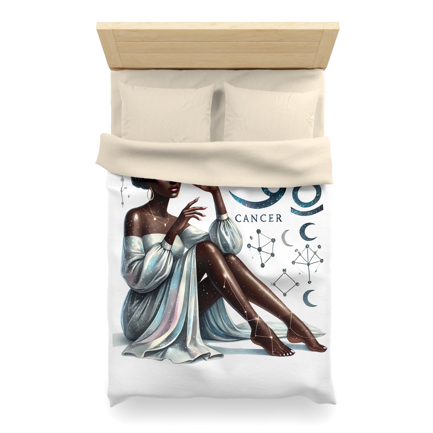 Cancer Zodiac Duvet Cover — Elegant Astrological Bedding with 'Cancer' Artwork