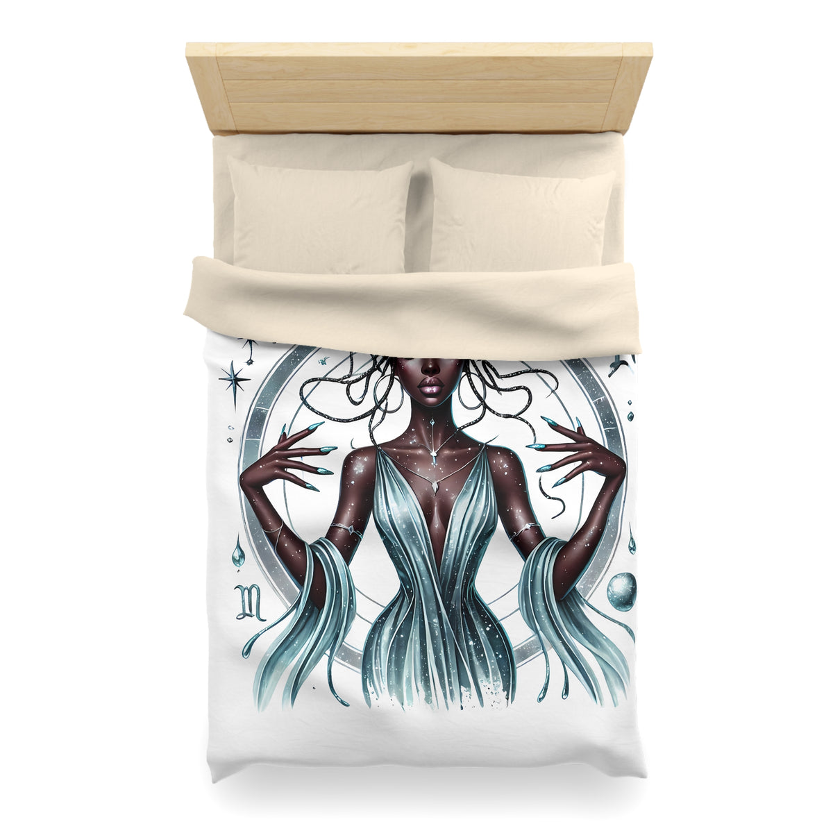 Aquarius Goddess Duvet Cover — Celestial Zodiac Bedding for Astrology Lovers