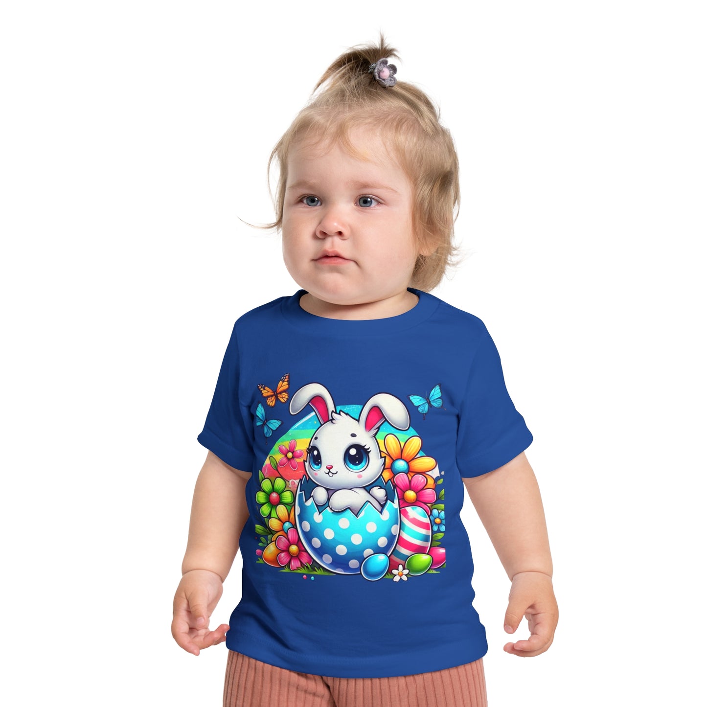 Cute Bunny Easter Baby T-Shirt - Short Sleeve Floral Design