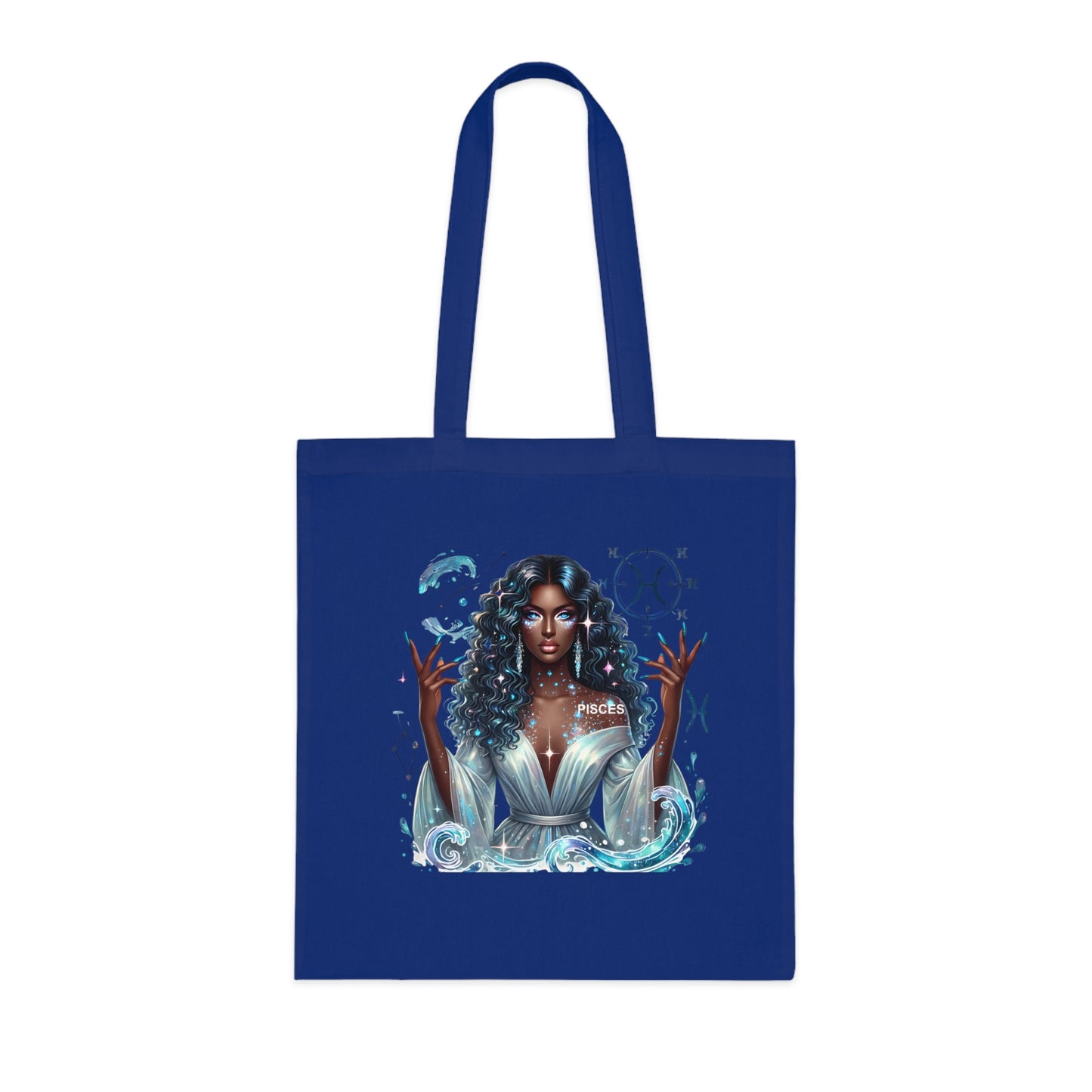 Aquarius Goddess Tote Bag — Astrology Zodiac Cotton Tote with ‘Aquarius’ Water Spirit Design