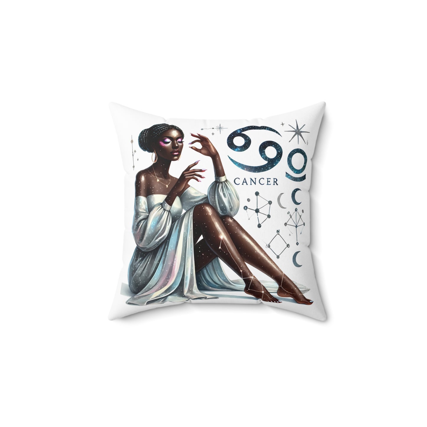 Cancer Zodiac Pillow — Elegant Astrological Home Decor ("Cancer" Text)