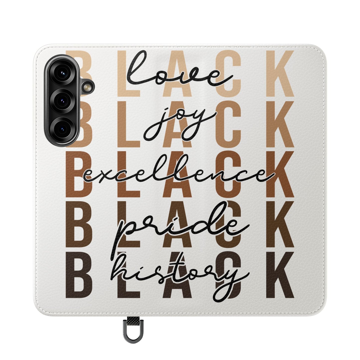 Flip Phone Case — "Black" Typography with Love, Joy, Pride & History