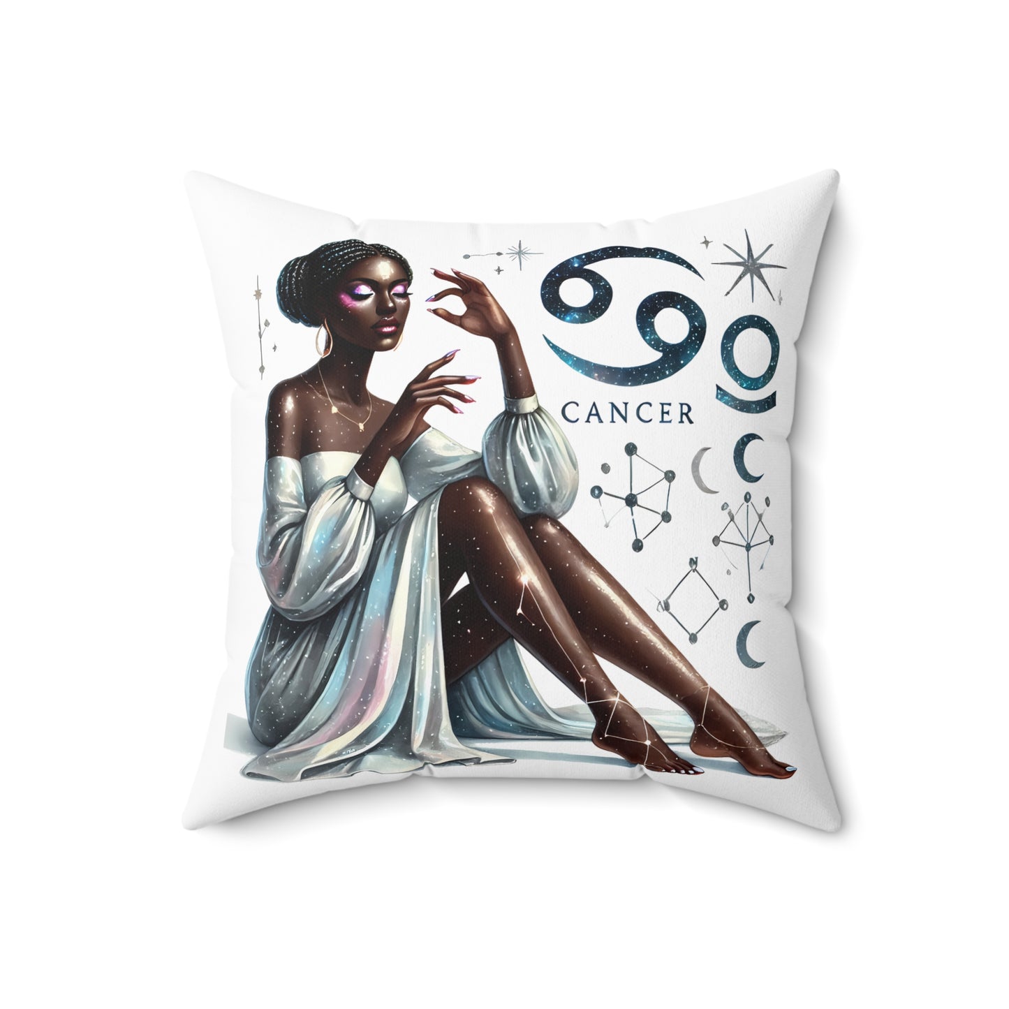 Cancer Zodiac Pillow — Elegant Astrological Home Decor ("Cancer" Text)