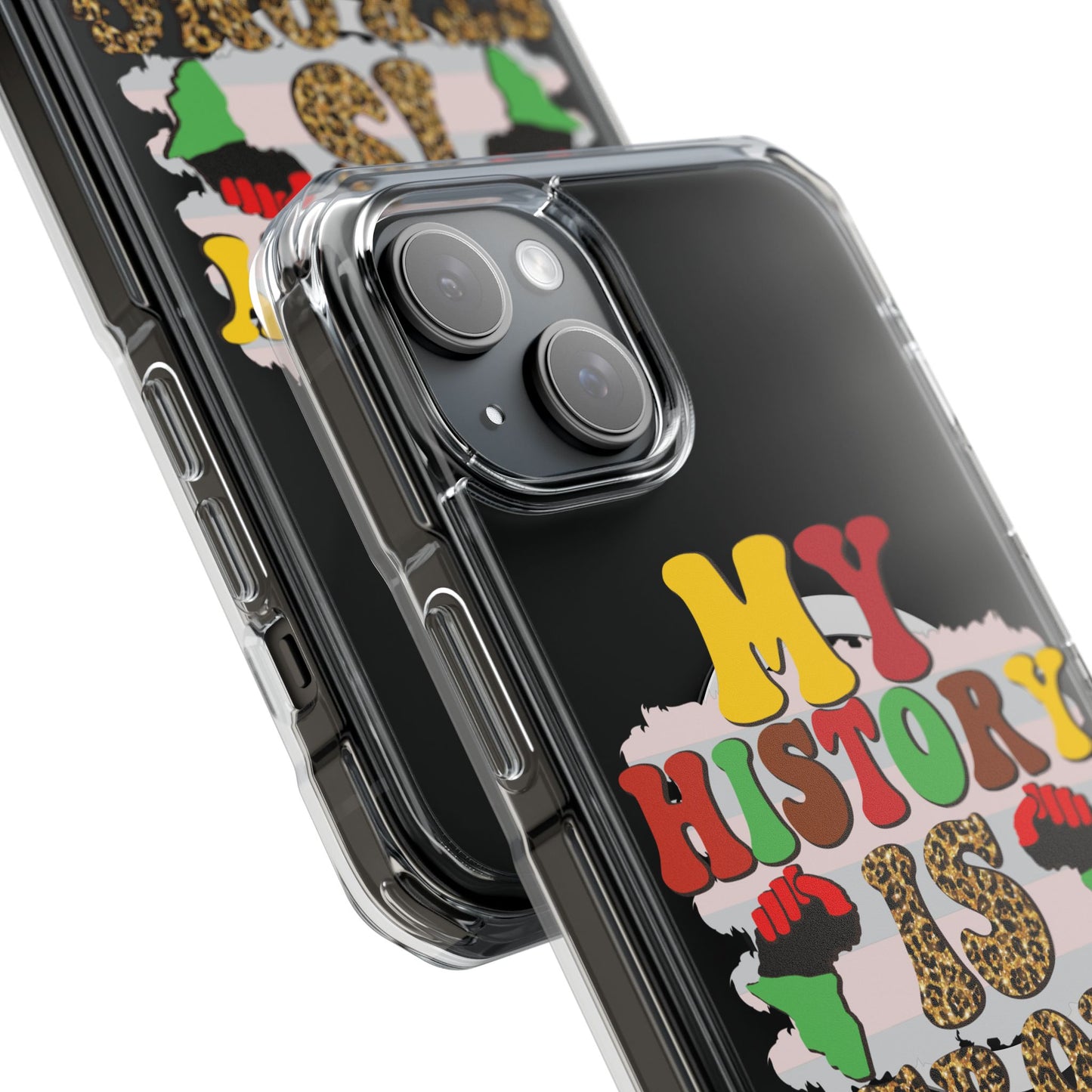 Clear Magnetic Phone Case — "My History Is Strong" Afrocentric Design