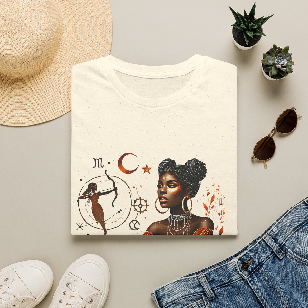 Astrology Queen T-Shirt — Black Woman Zodiac Art Tee