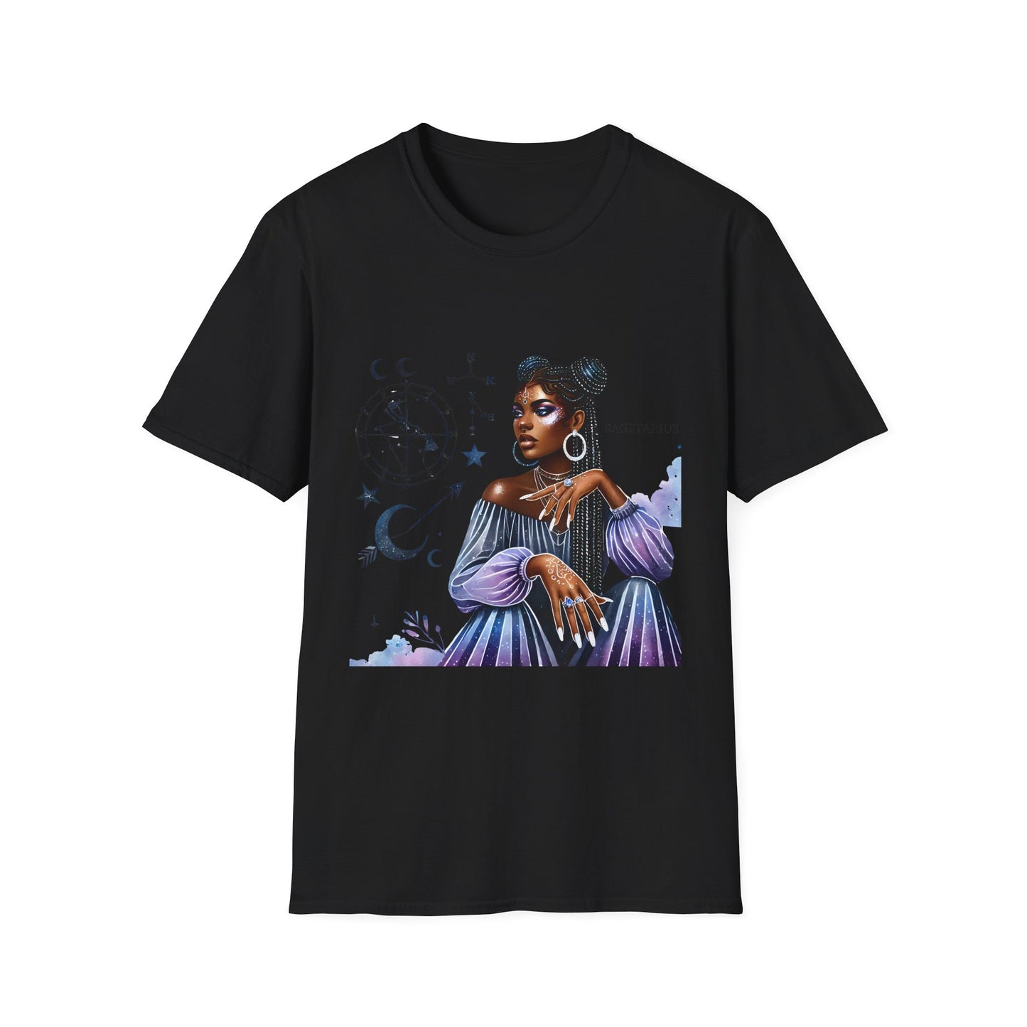 Sagittarius Zodiac T-Shirt — Afro Woman Constellation Astrology Tee