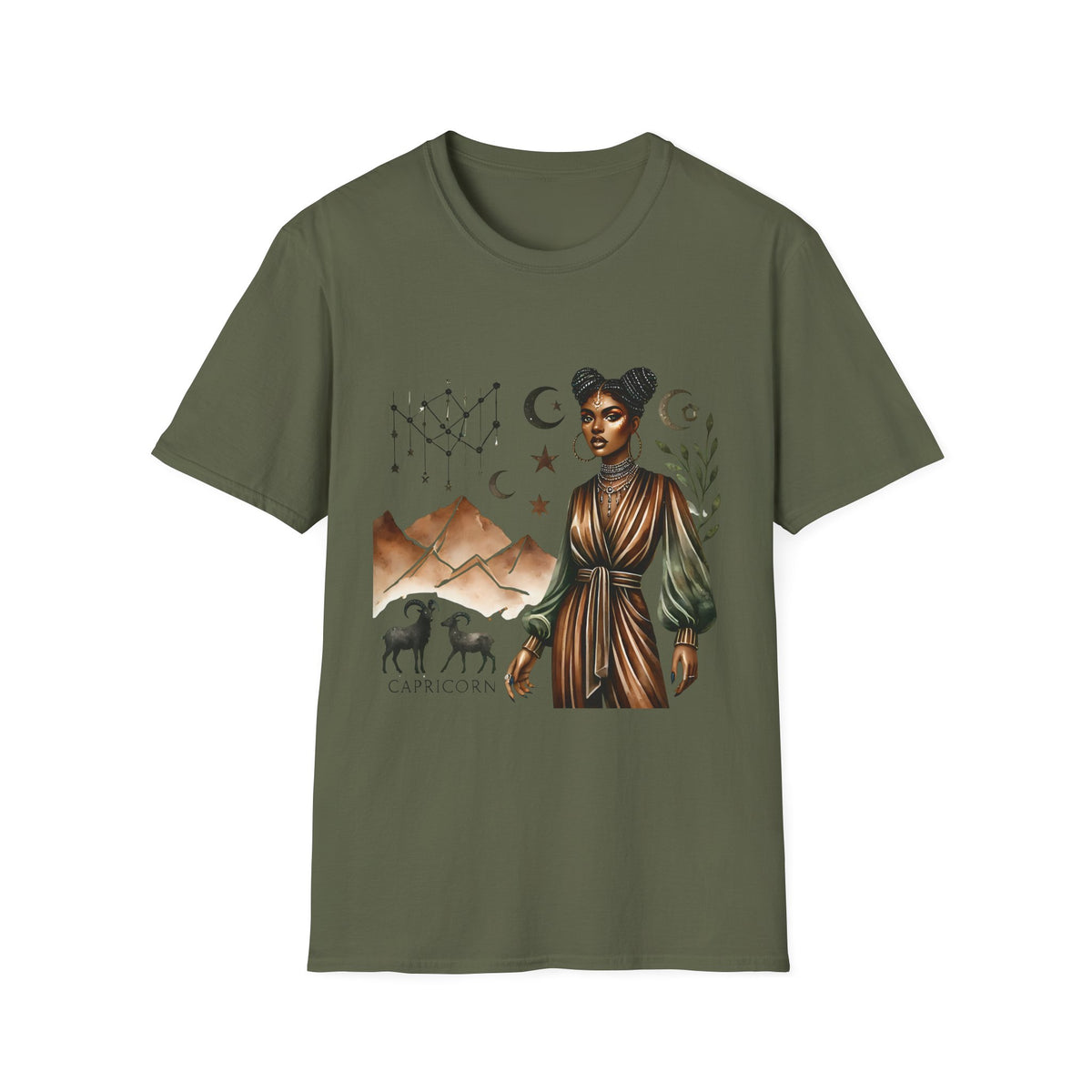 Astro Desert Woman T-Shirt — Celestial Boho Graphic Tee
