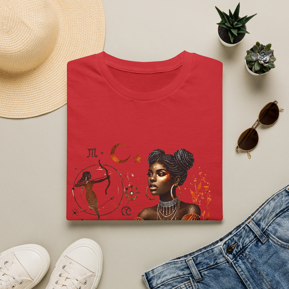 Astrology Queen T-Shirt — Black Woman Zodiac Art Tee