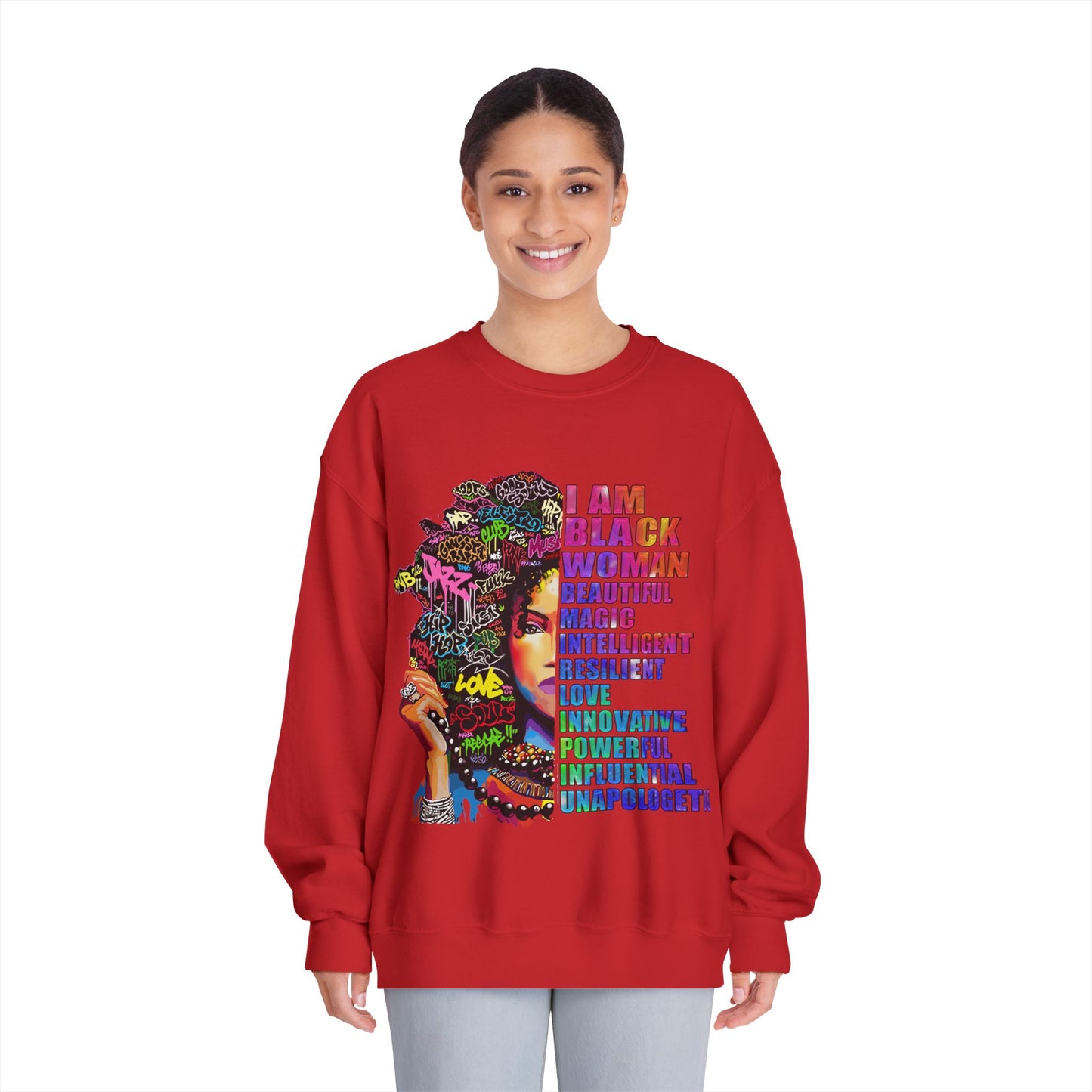 Black Woman Affirmation Sweatshirt — "I Am Black Woman" Empowerment Crewneck