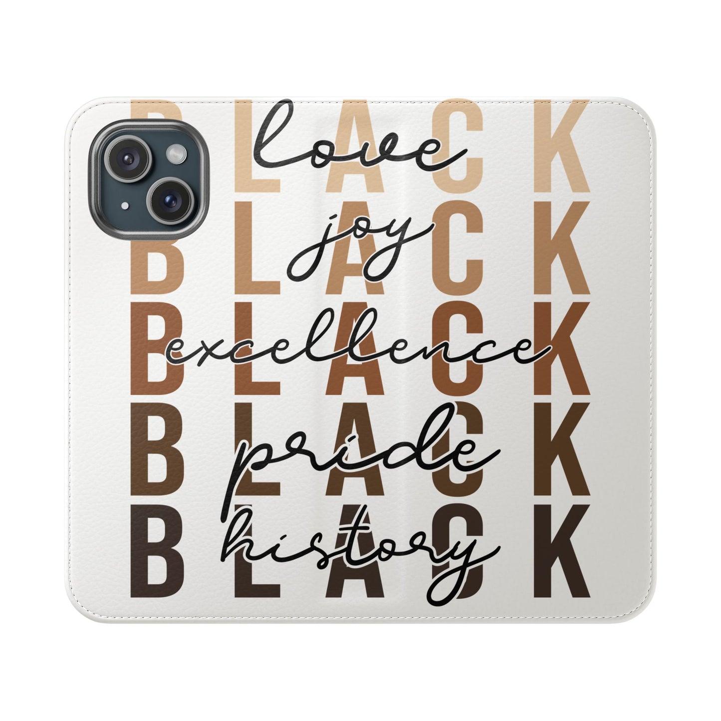 Flip Phone Case — "Black" Typography with Love, Joy, Pride & History