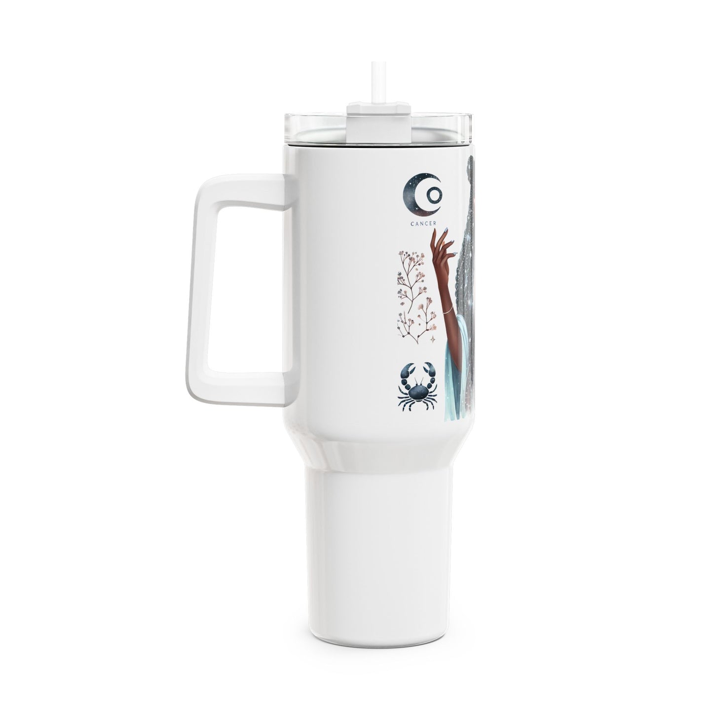 40oz Zodiac Tumbler — Cancer Goddess Illustration Travel Mug