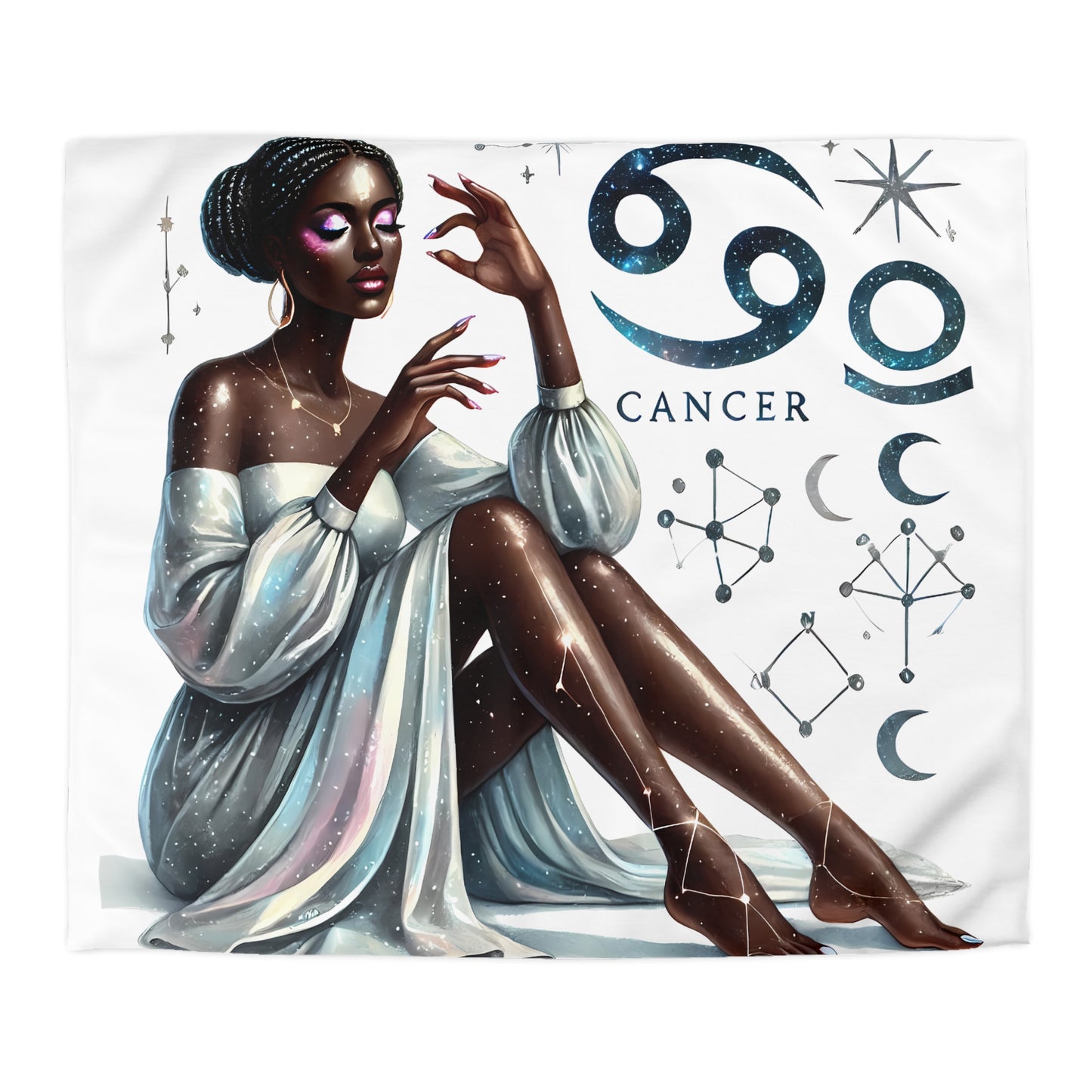 Cancer Zodiac Duvet Cover — Elegant Astrological Bedding with 'Cancer' Artwork