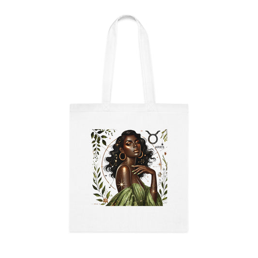 Tote Bag — Elegant Taurus Zodiac Tote with Black Woman Illustration