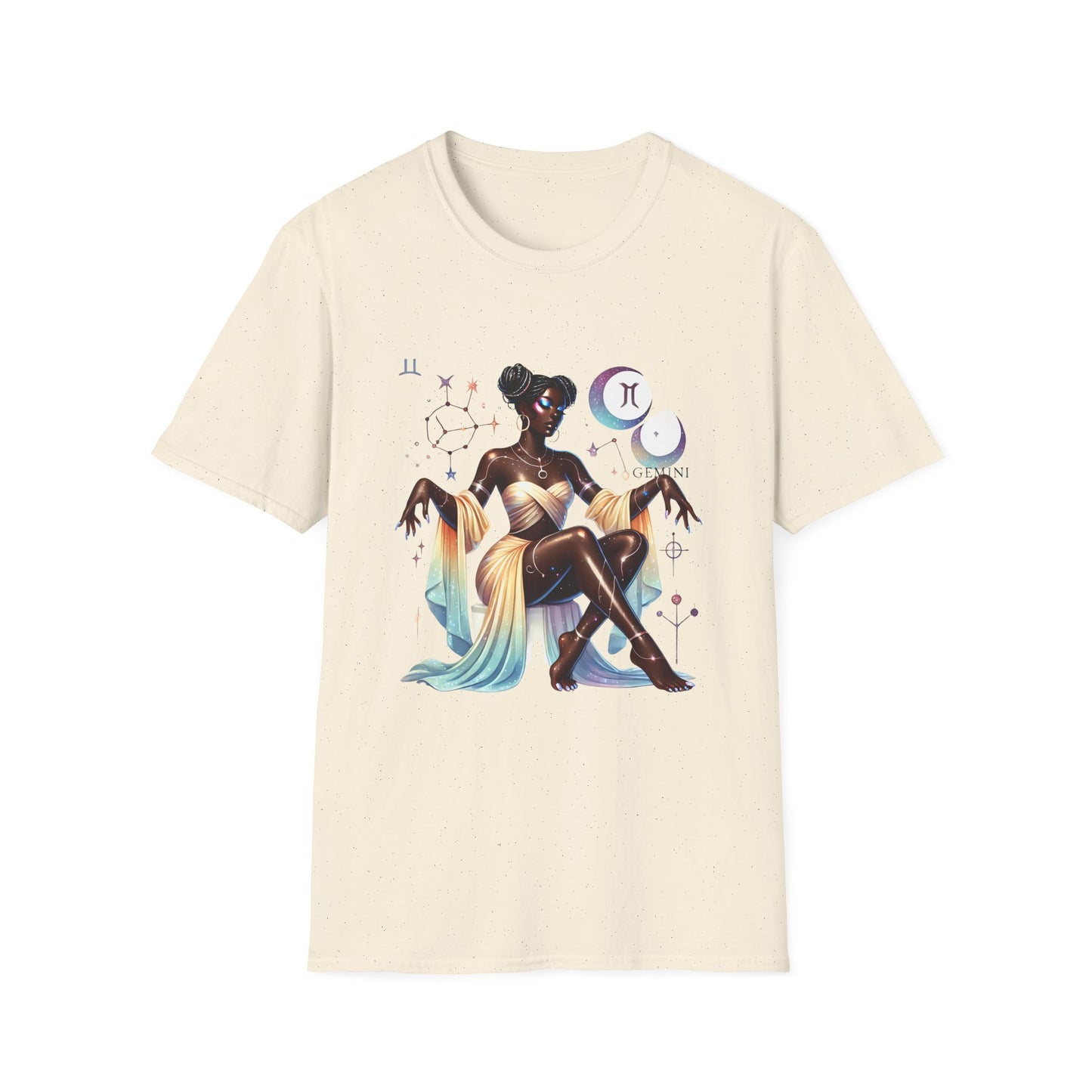 Gemini Zodiac Tee — Celestial Black Goddess Astrology T-Shirt