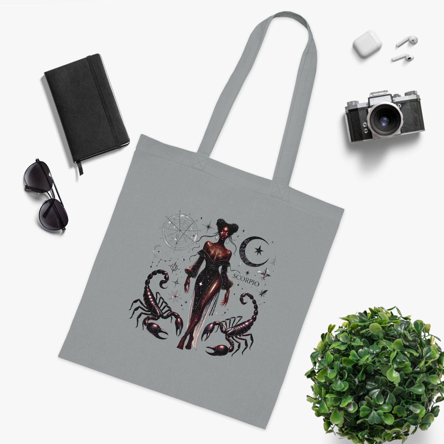 Scorpio Zodiac Cotton Tote — Mystical Scorpio Woman Astrological Design