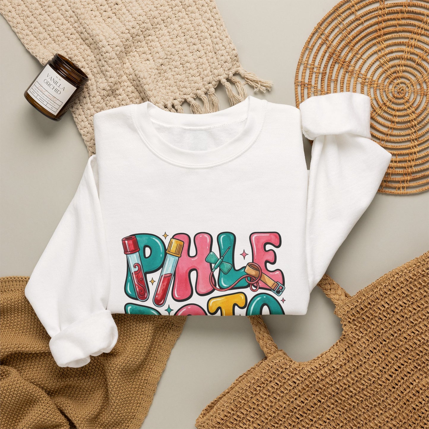 Crewneck Sweatshirt — Colorful Bubble Letter Graphic (“Pikle Boto Mist”)