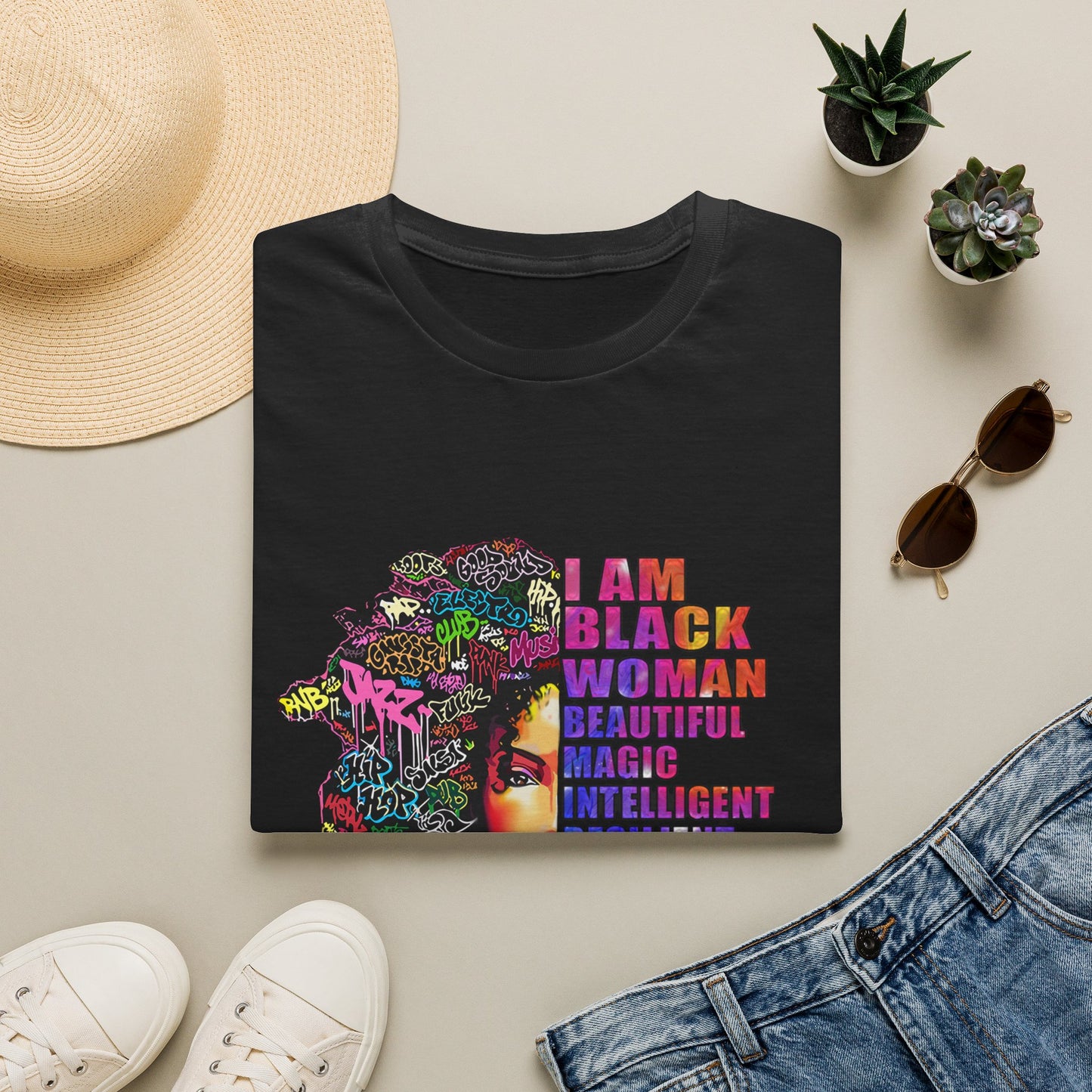 T-Shirt — I Am Black Woman: Beautiful, Magic, Intelligent Empowerment Tee